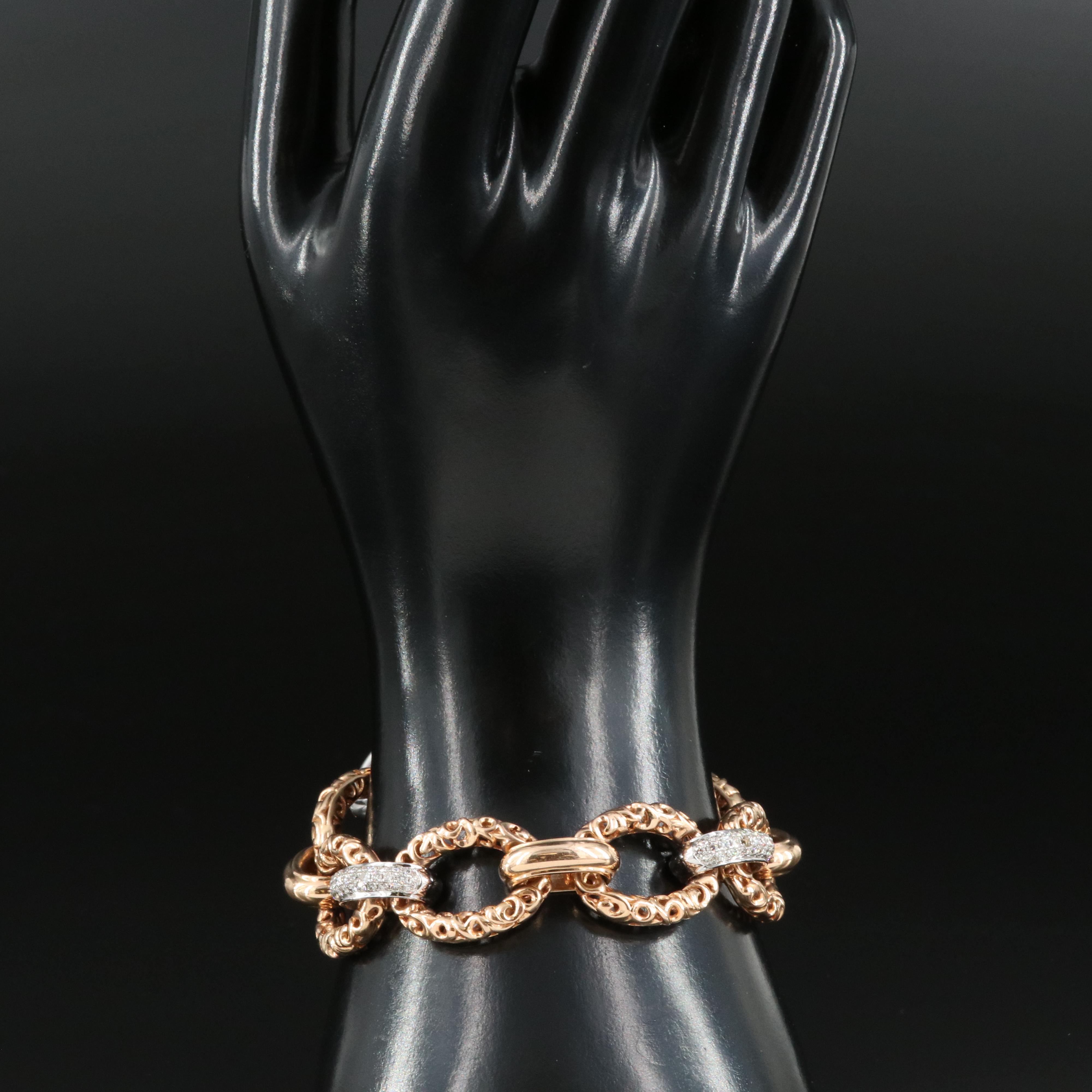 Charles Krypell "Ivy" 18K Rose Gold 1.88 CTW Diamond Oval Link Bracelet