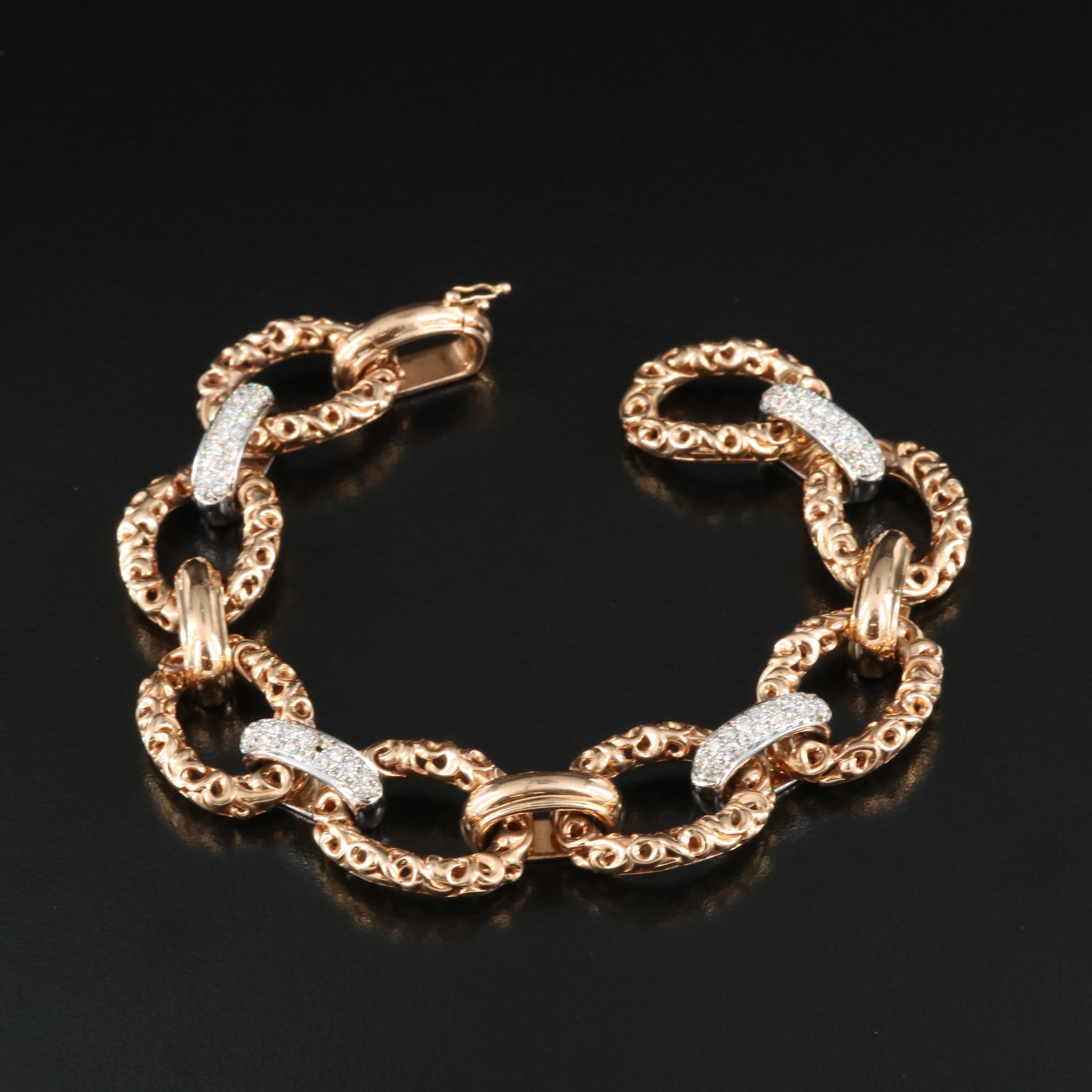 Charles Krypell "Ivy" 18K Rose Gold 1.88 CTW Diamond Oval Link Bracelet