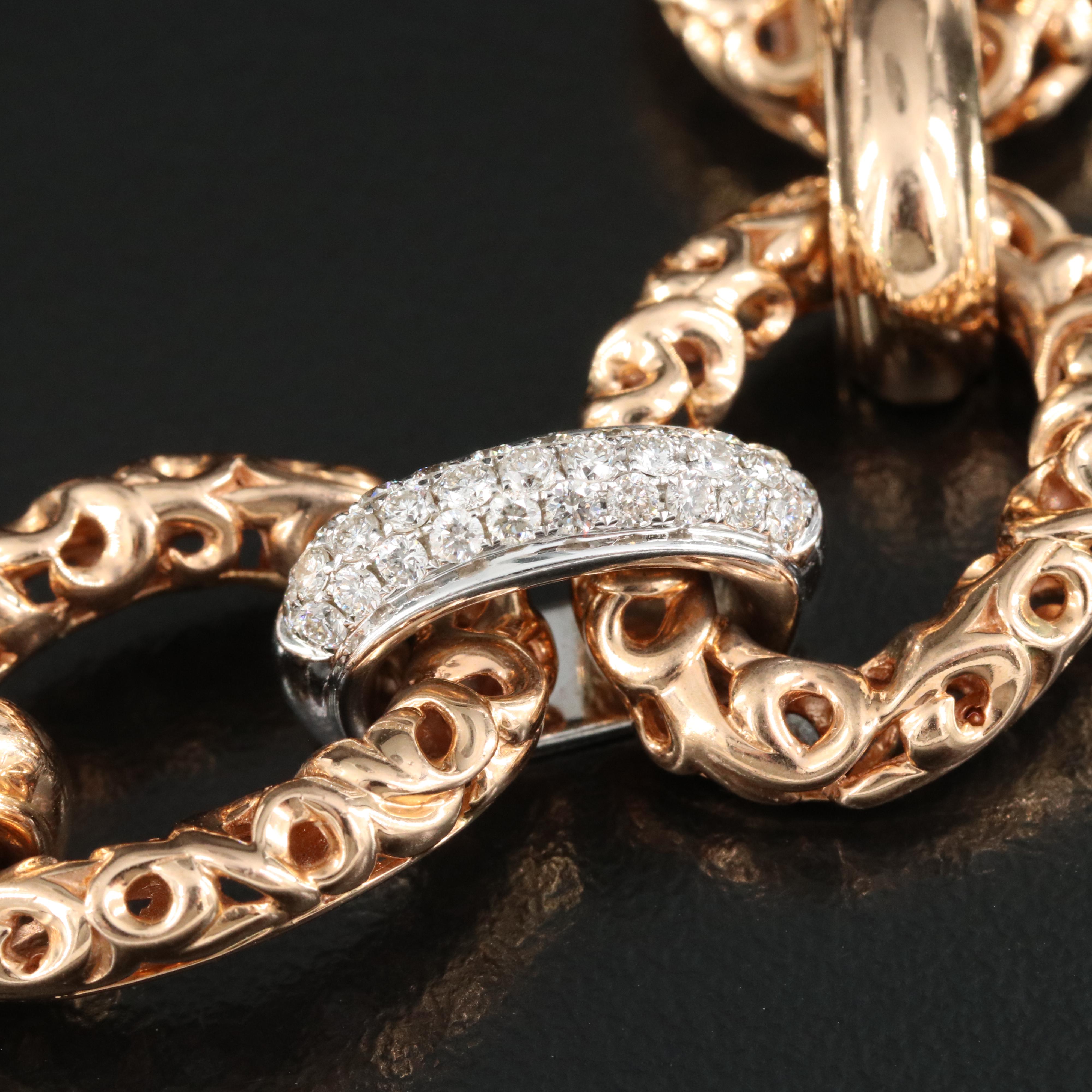 Charles Krypell "Ivy" 18K Rose Gold 1.88 CTW Diamond Oval Link Bracelet