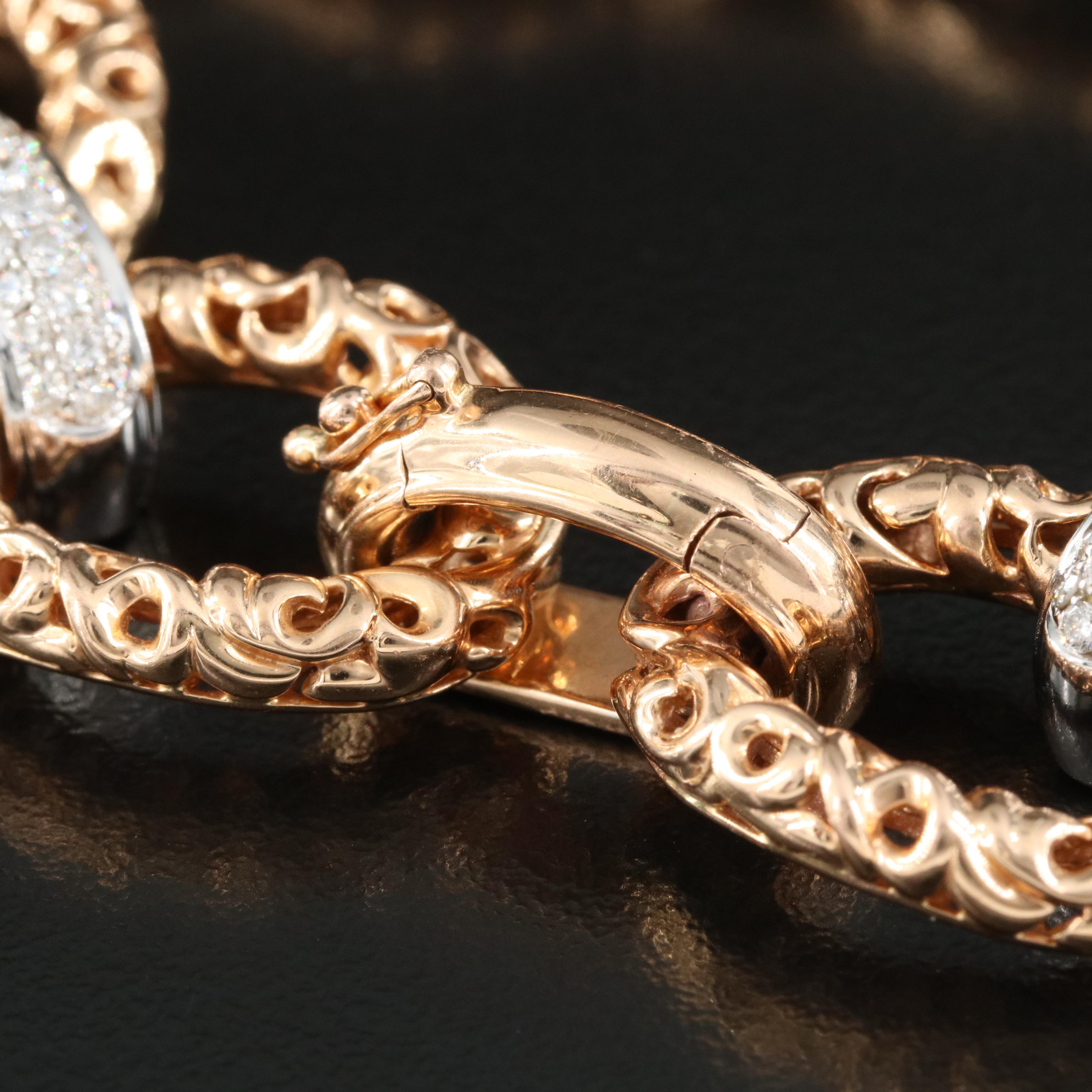 Charles Krypell "Ivy" 18K Rose Gold 1.88 CTW Diamond Oval Link Bracelet