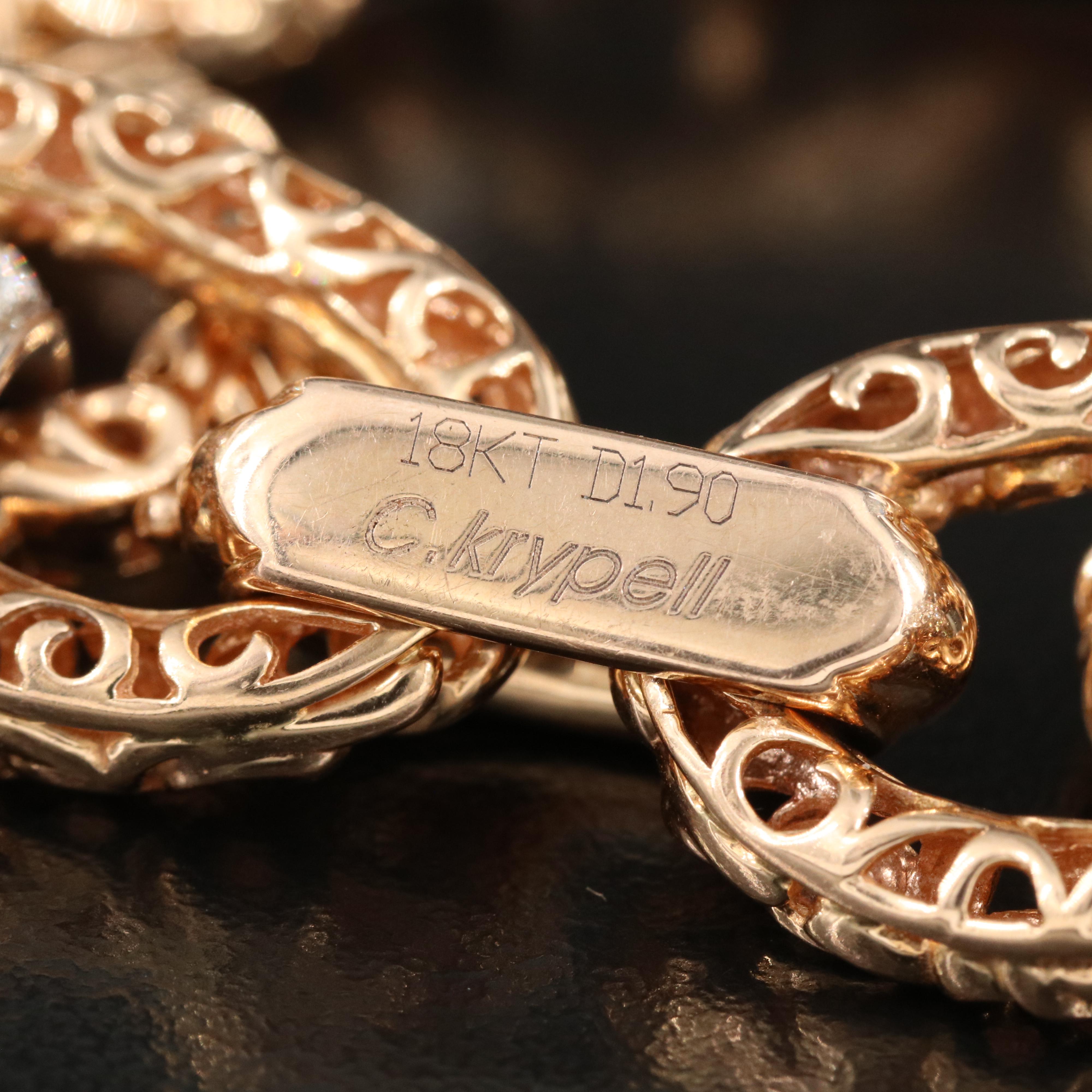 Charles Krypell "Ivy" 18K Rose Gold 1.88 CTW Diamond Oval Link Bracelet