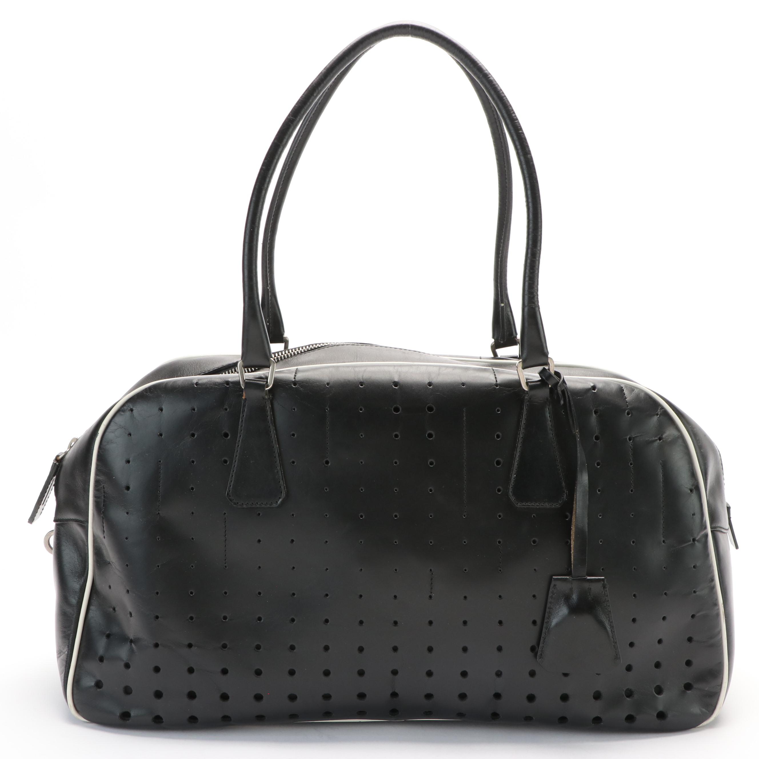 Prada Perforated Vitello Leather Sport Bowler Bag