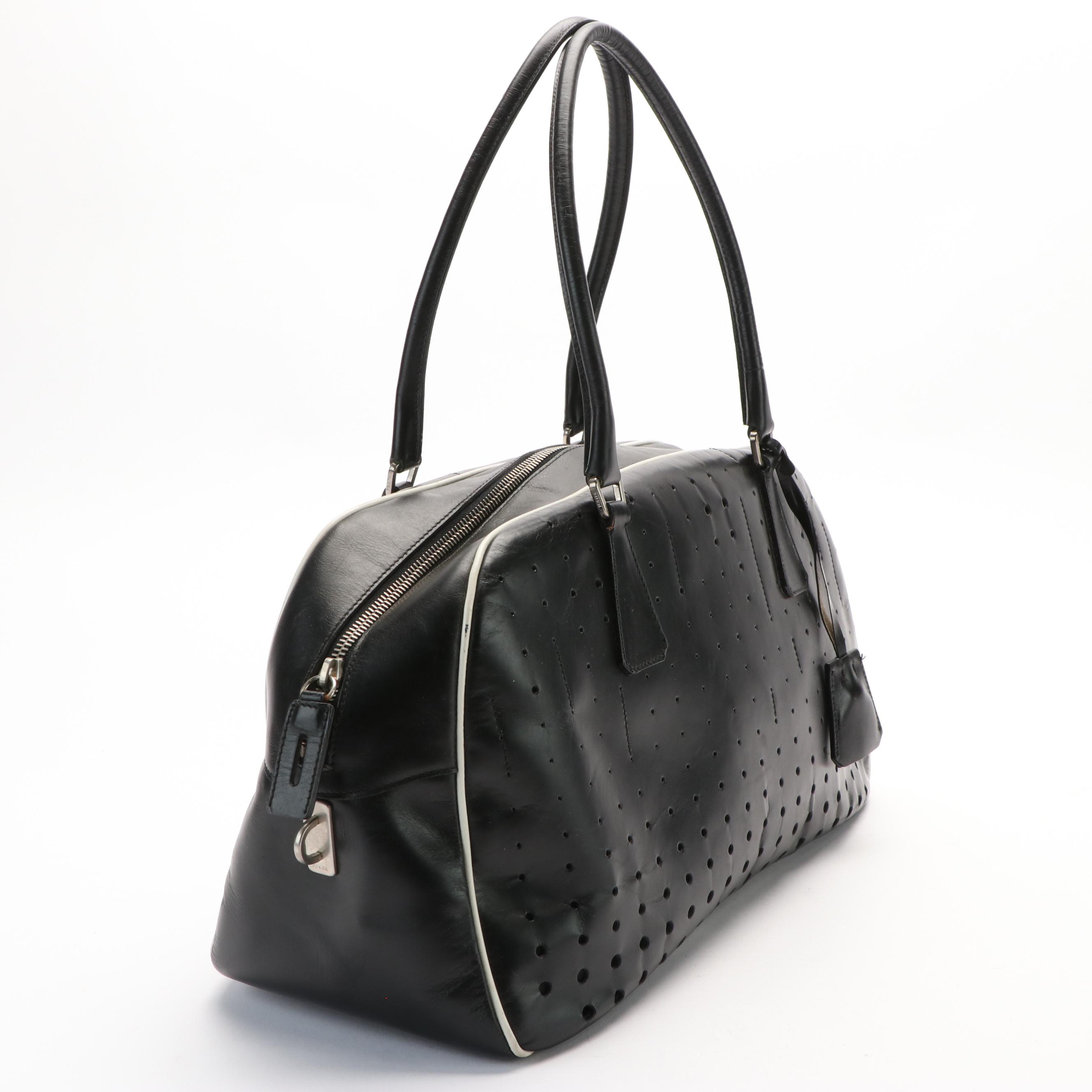 Prada Perforated Vitello Leather Sport Bowler Bag