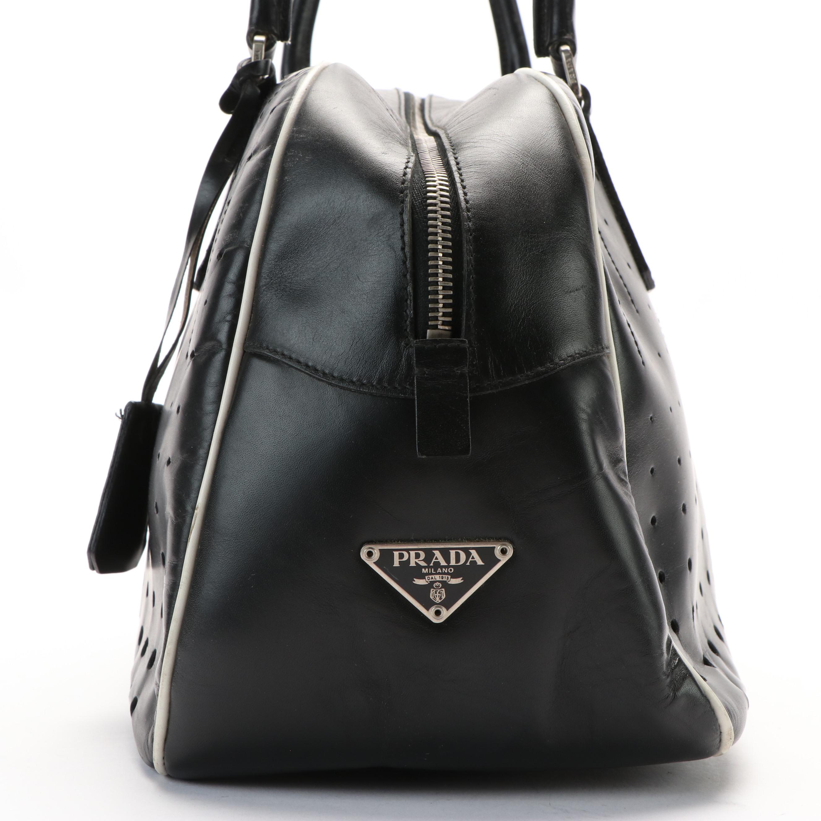 Prada Perforated Vitello Leather Sport Bowler Bag
