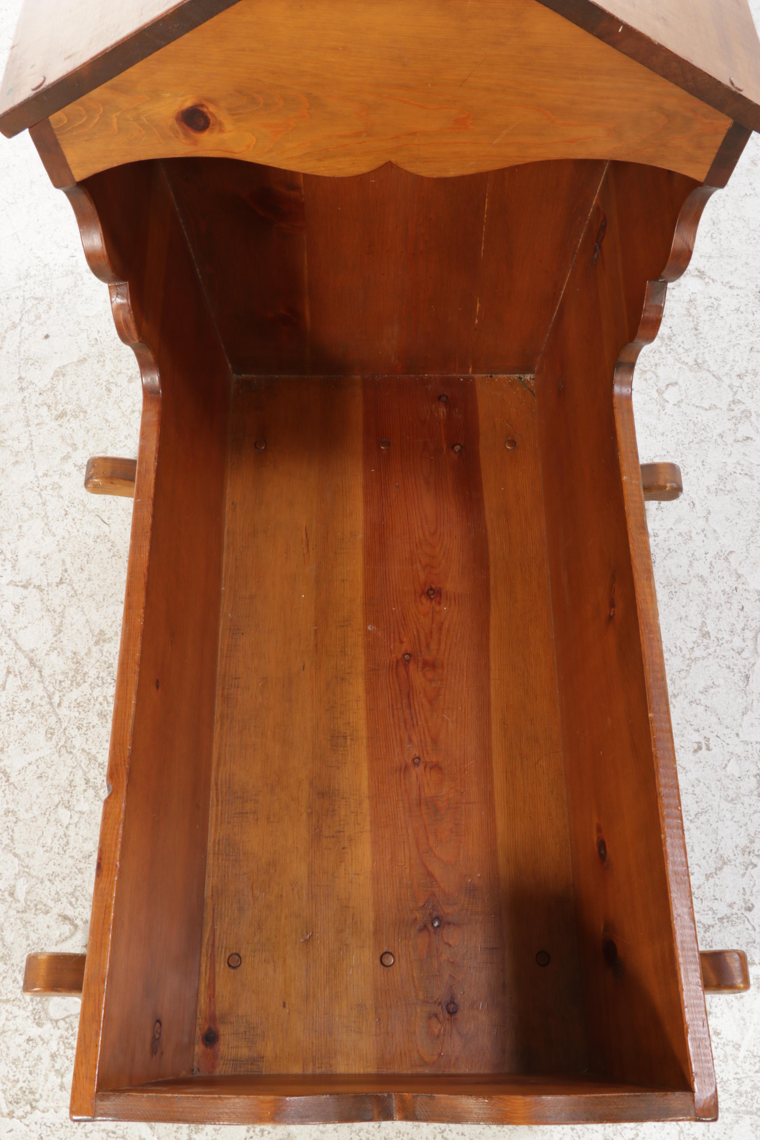 American Primitive Style Pine Hooded Cradle, Late 20th Century