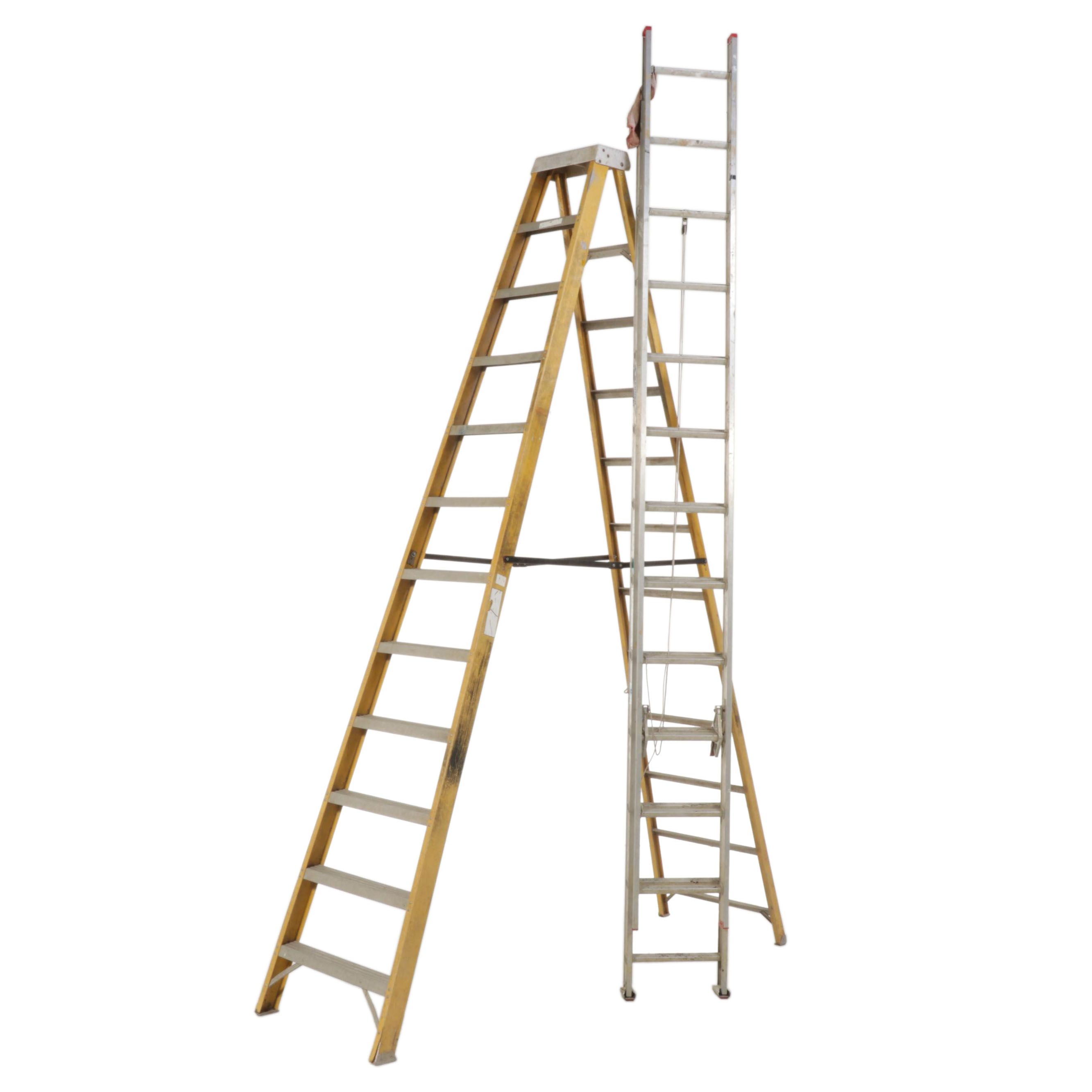 Werner Saf-T-Master D1124-2 24' Ladder with Bauer Step Ladder