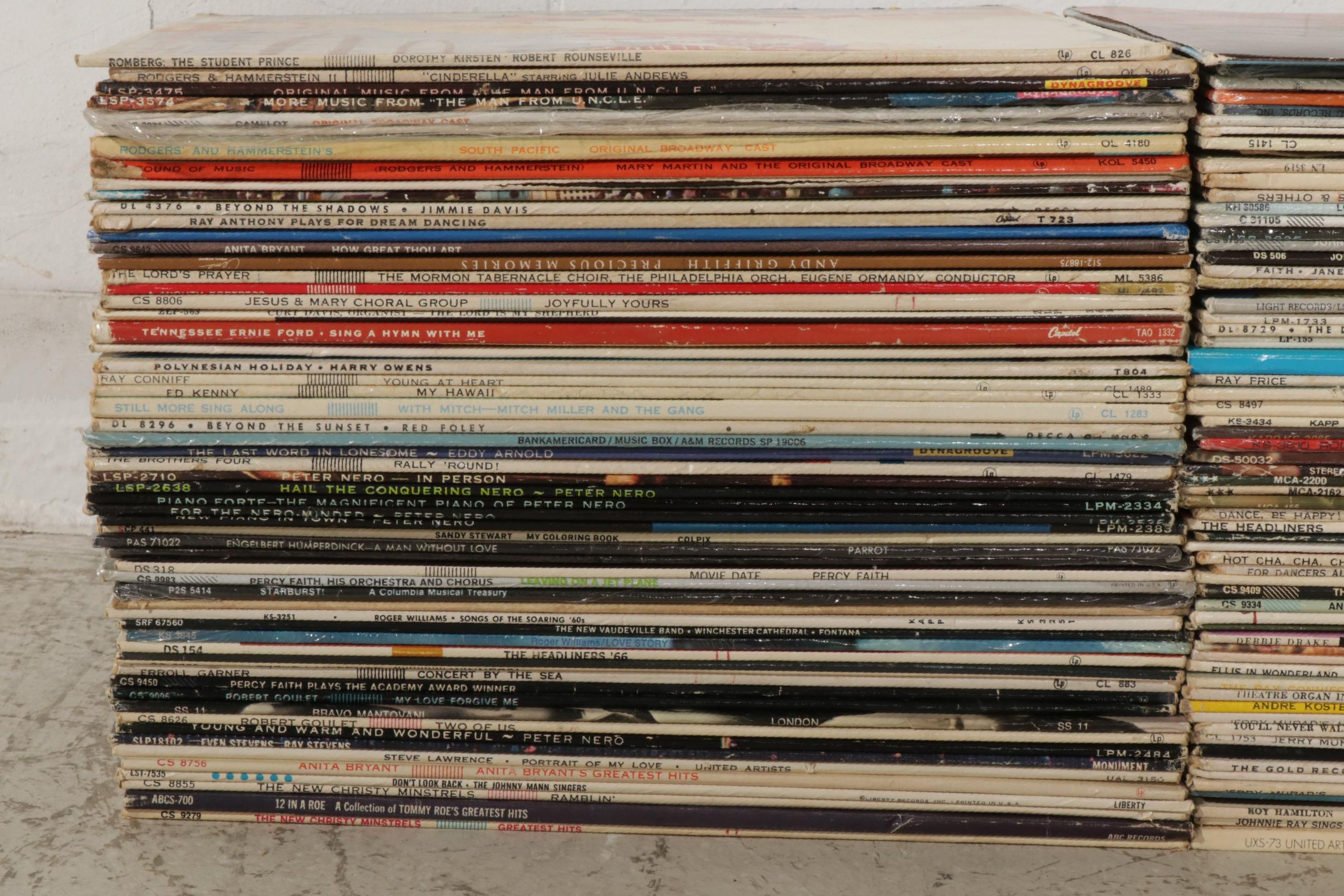 Sears Turntable With Speakers, Soundtrack and Vocal LP and Singles Vinyl Records