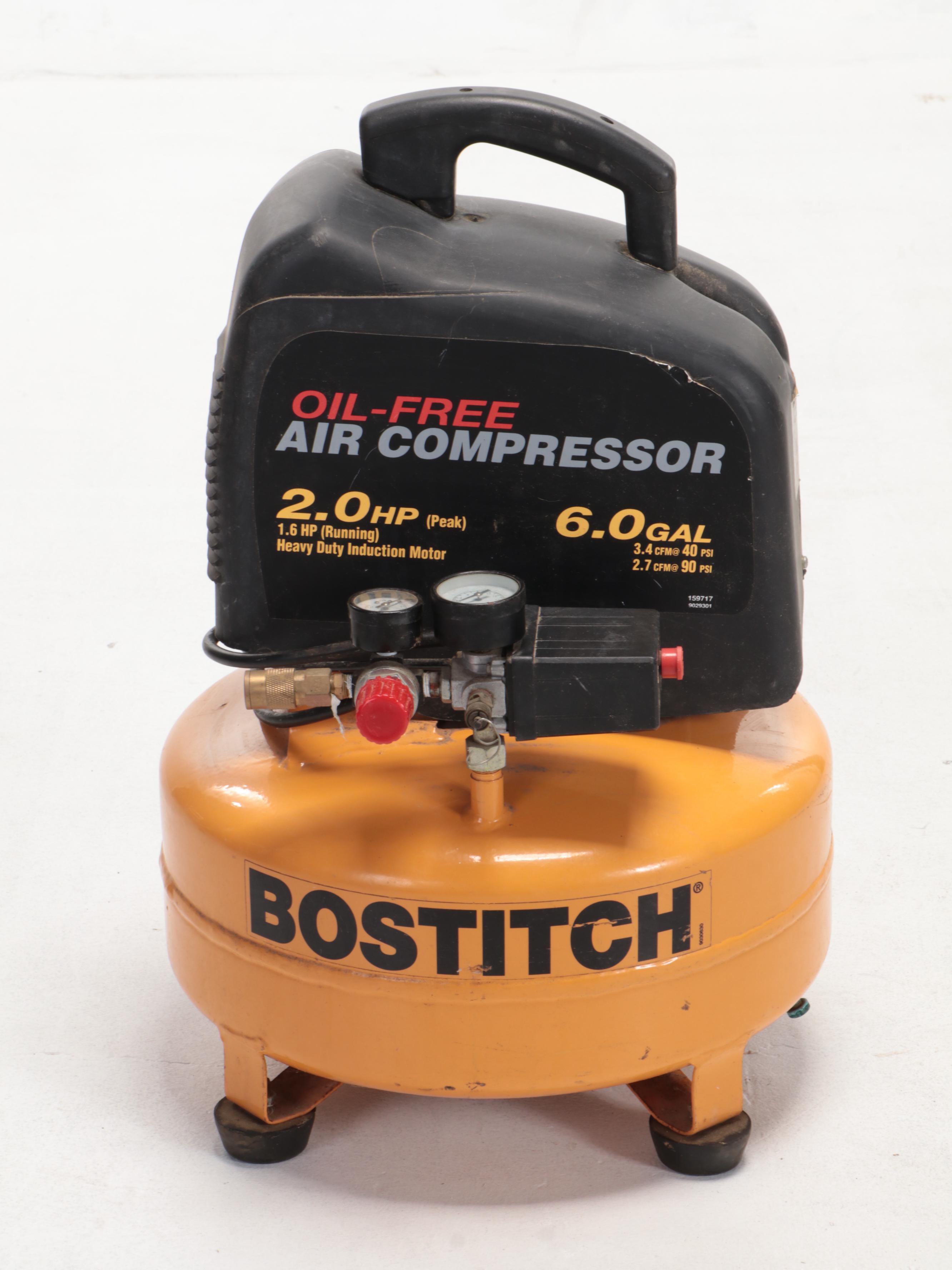 Bostitch Pancake Electric Air Compressor With Air Hose, Hand Truck