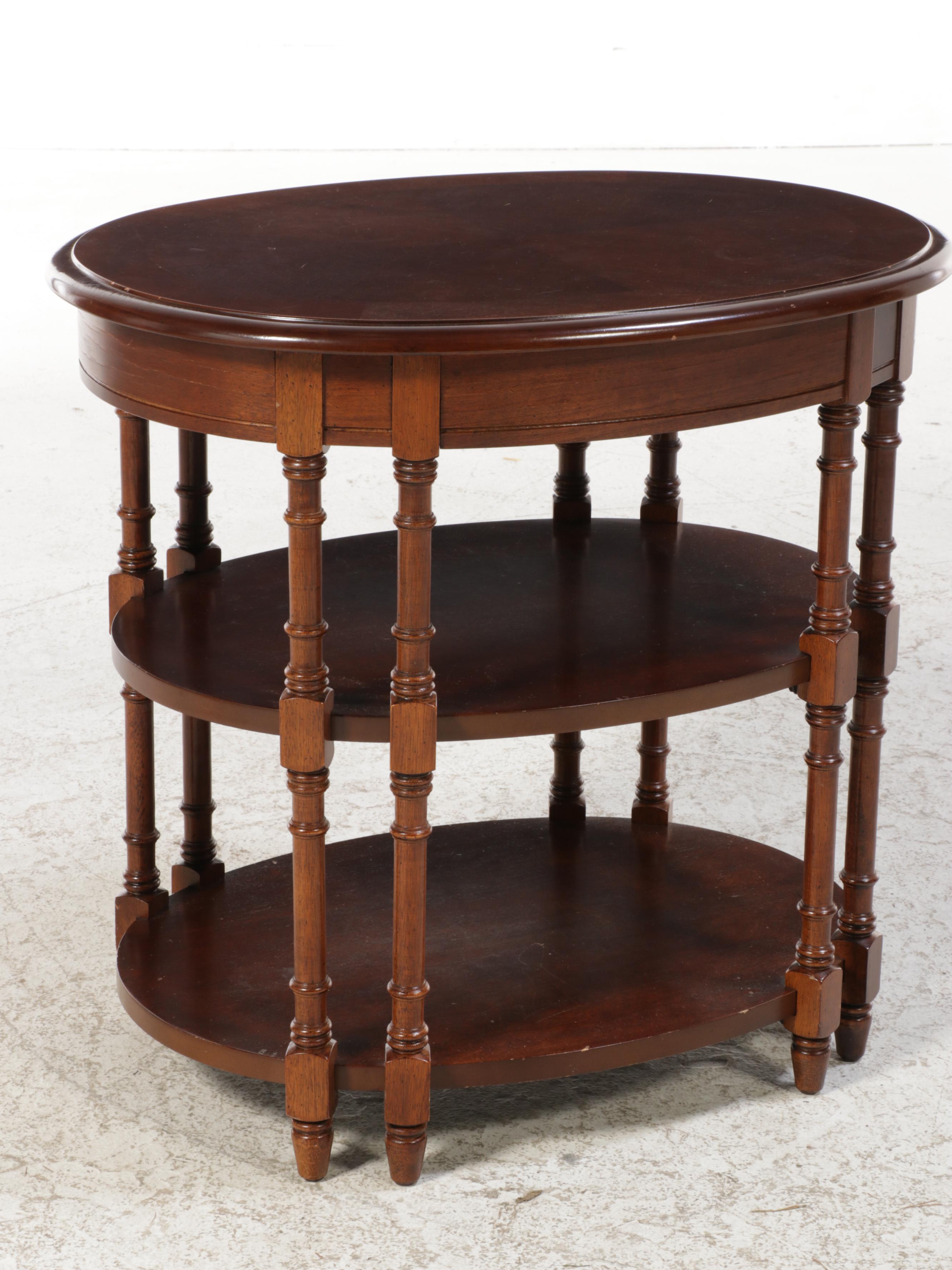 Regency Style Cherrywood and Mahogany Three-Tier Side Table