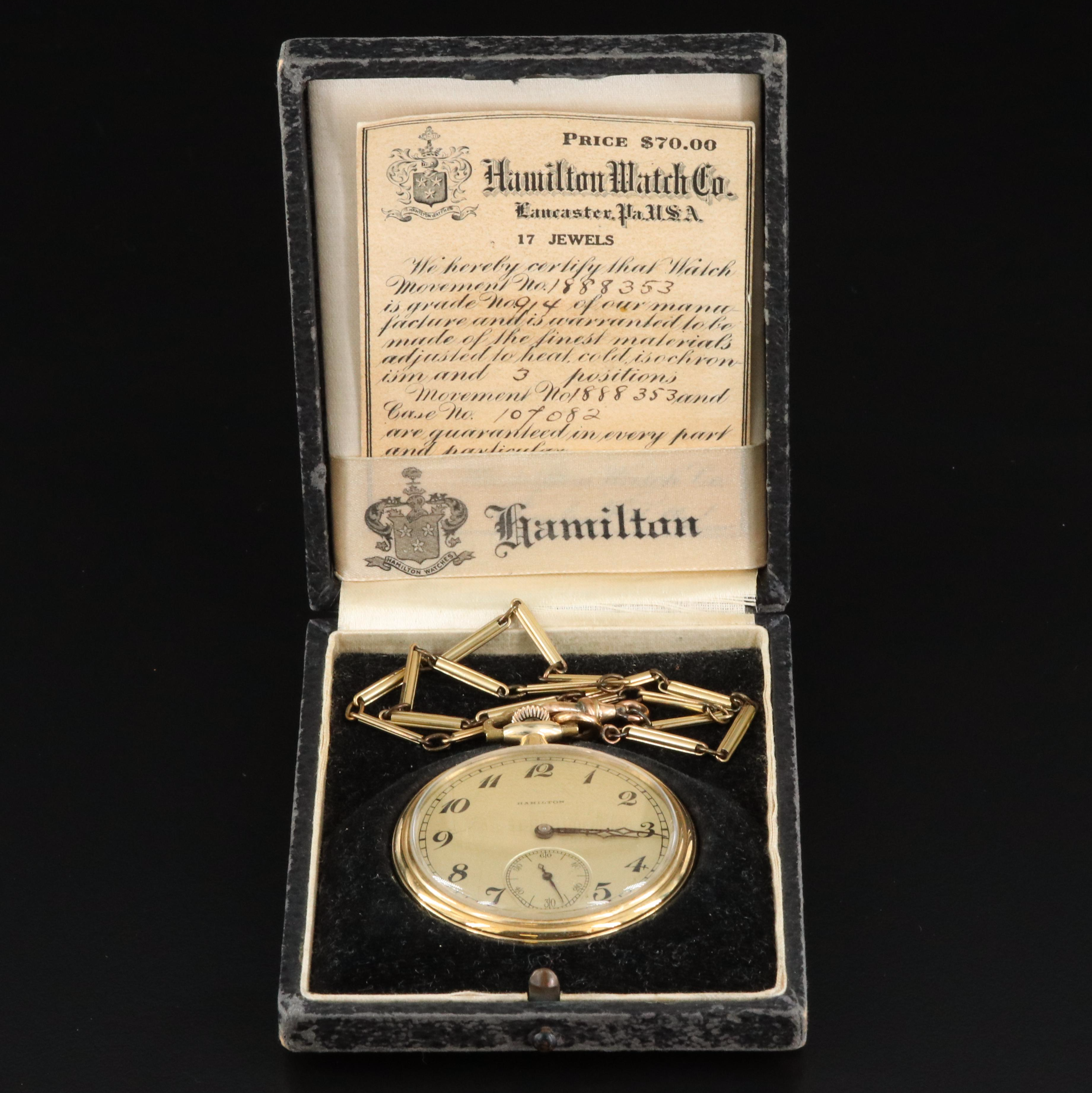 1921 Hamilton Swing-Out Case Gold-Filled Pocket Watch
