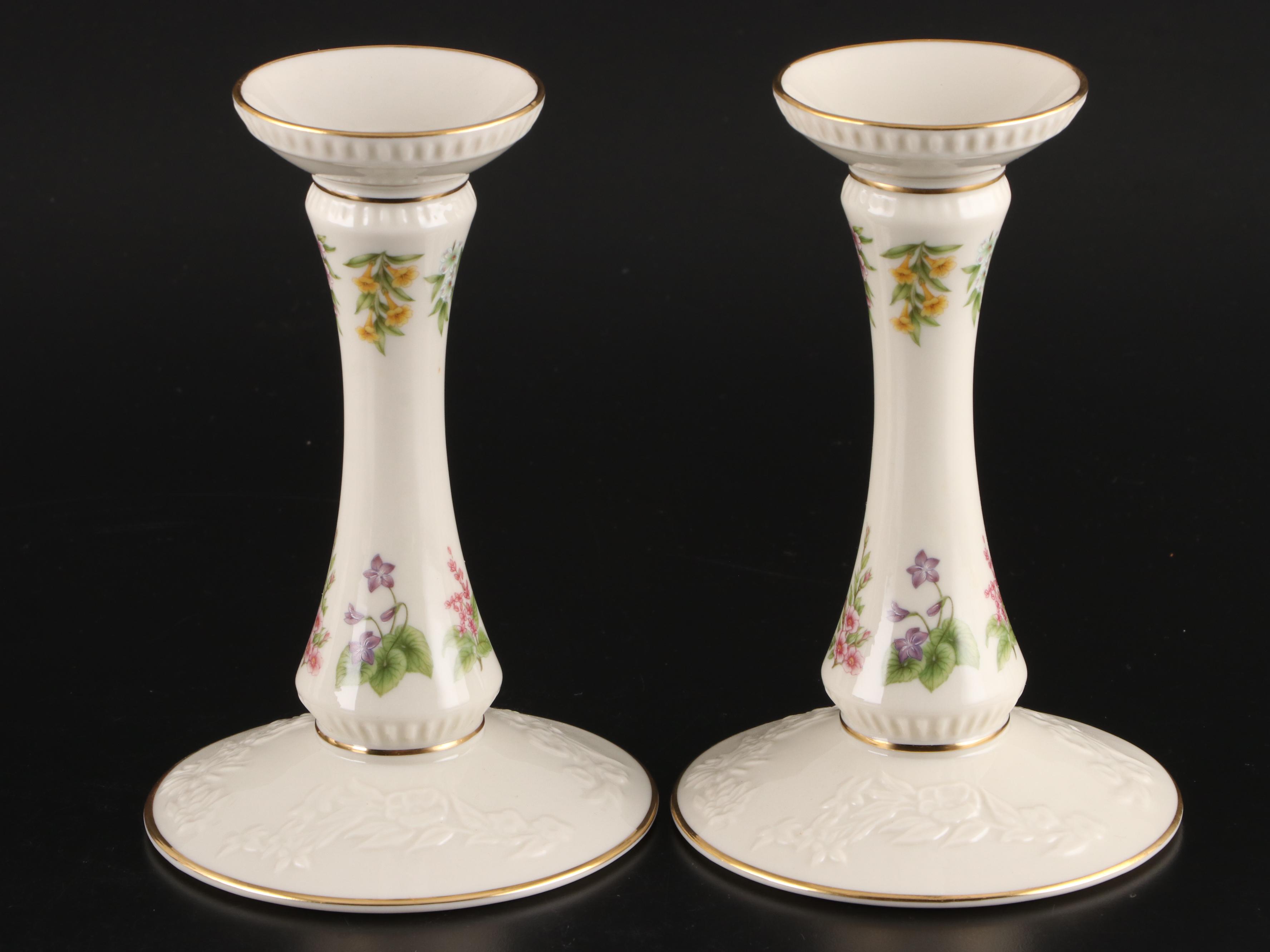 Lenox Bone China Bowls, Cornucopia and Candlesticks, Late 20th Century