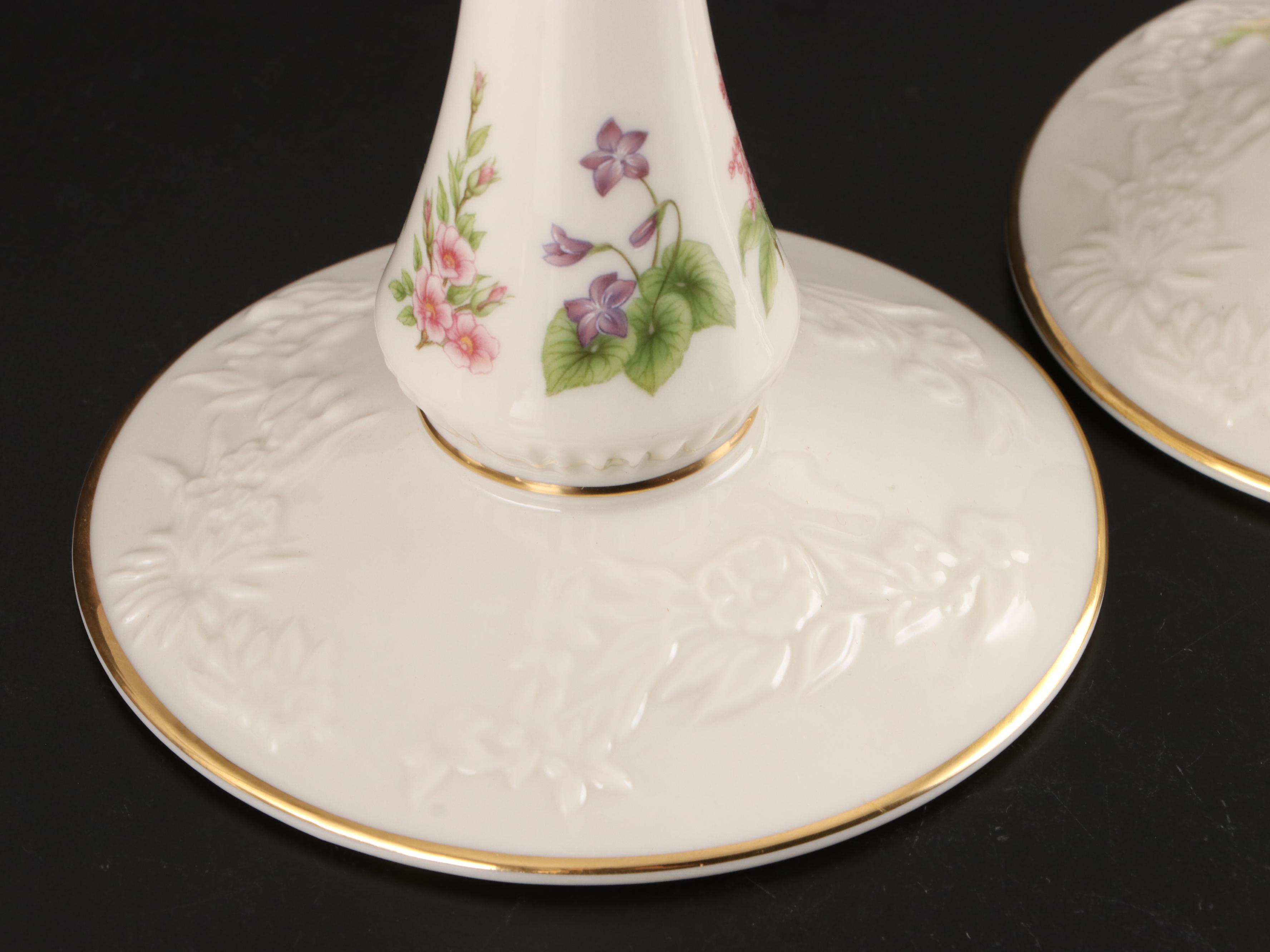 Lenox Bone China Bowls, Cornucopia and Candlesticks, Late 20th Century