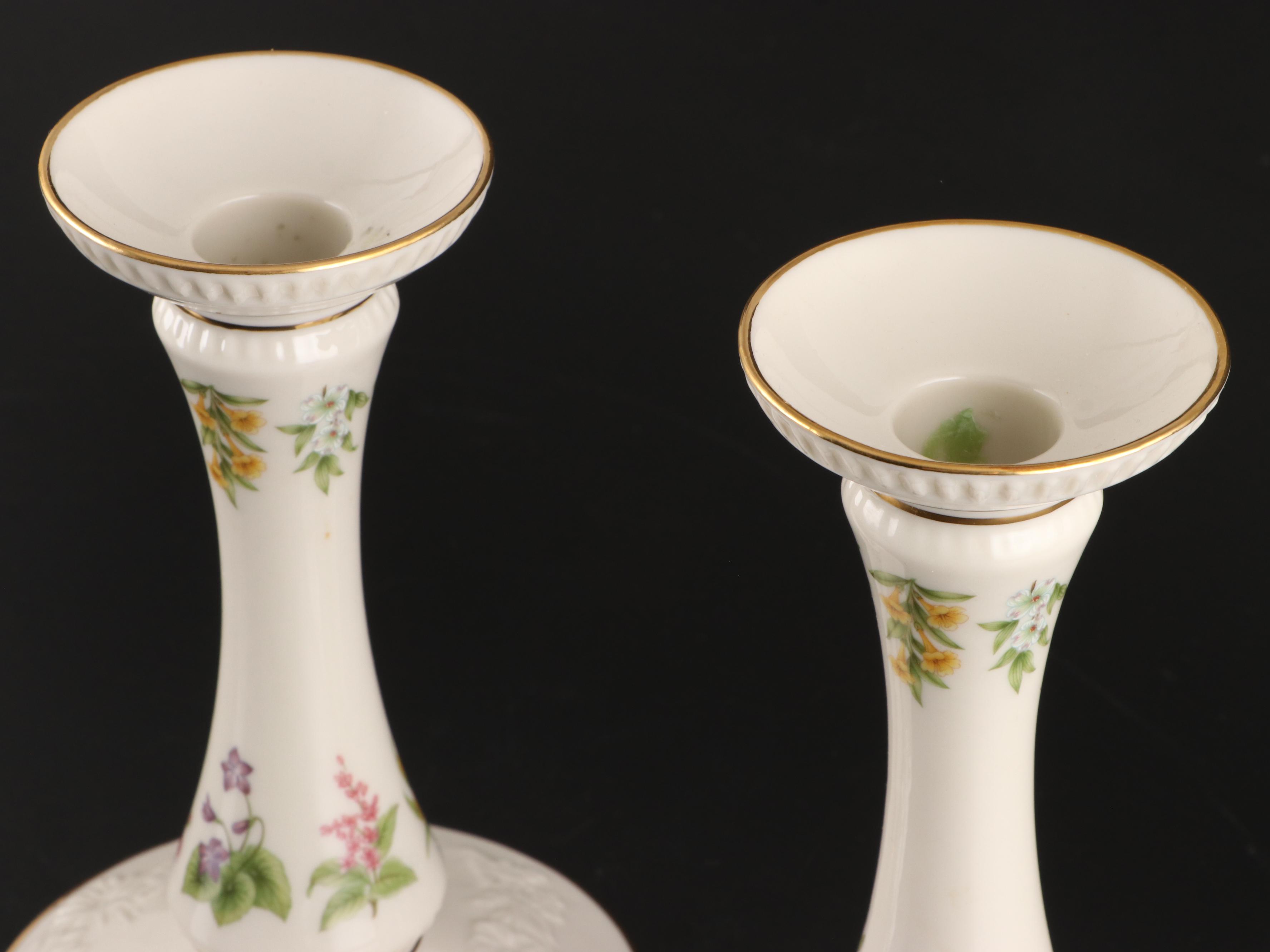 Lenox Bone China Bowls, Cornucopia and Candlesticks, Late 20th Century