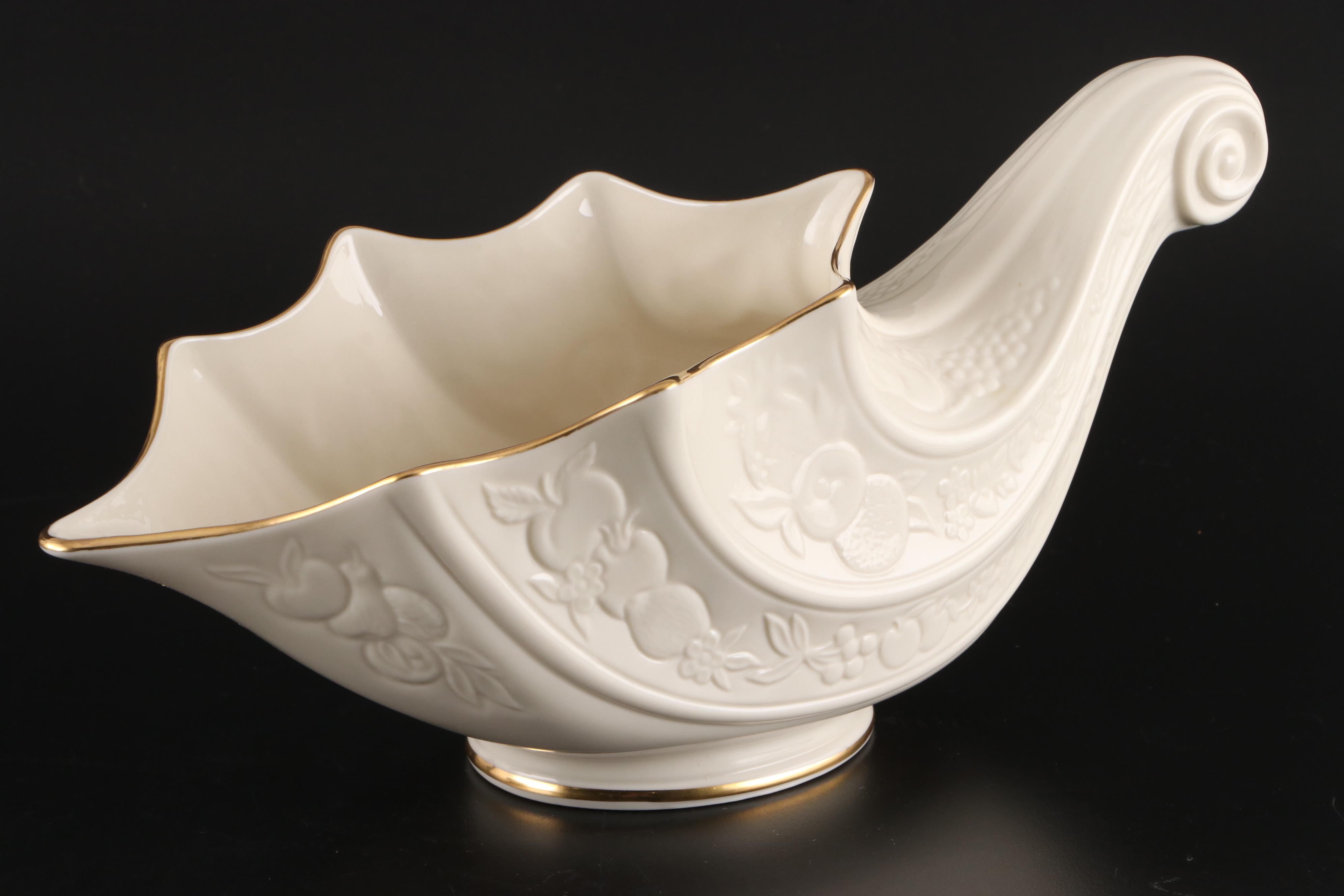 Lenox Bone China Bowls, Cornucopia and Candlesticks, Late 20th Century