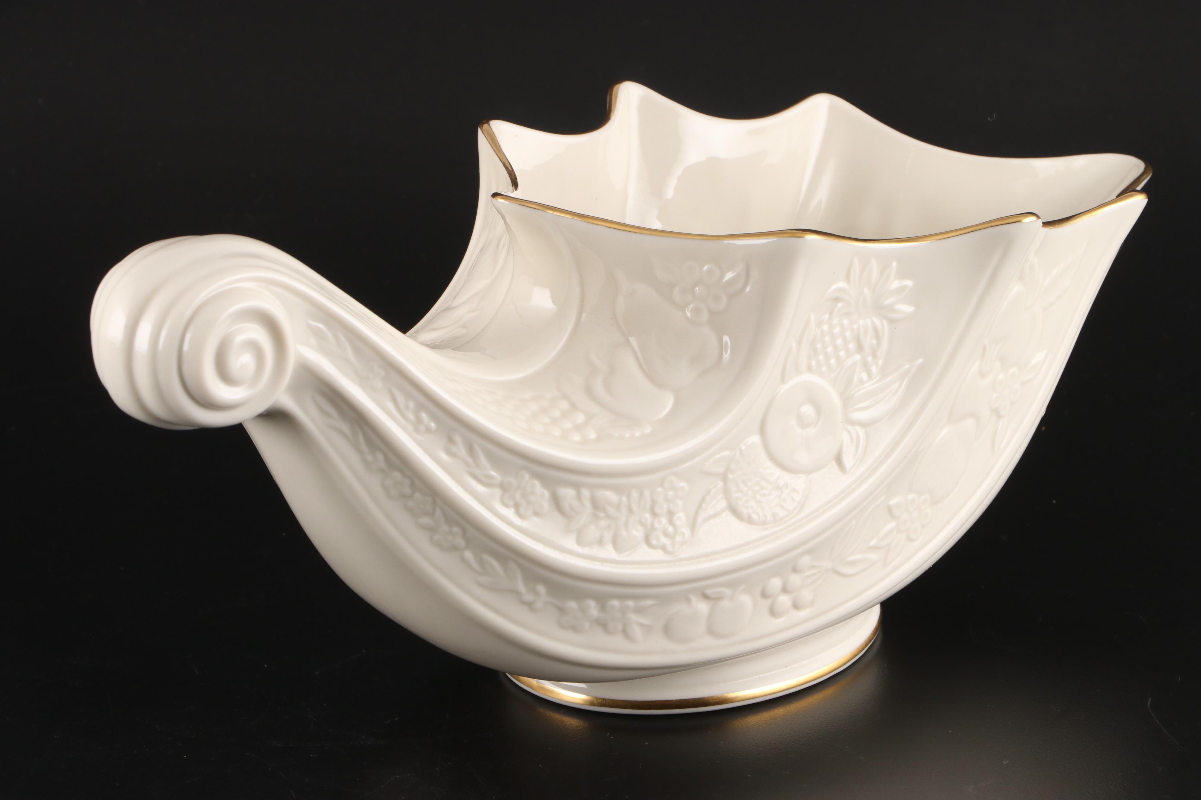 Lenox Bone China Bowls, Cornucopia and Candlesticks, Late 20th Century