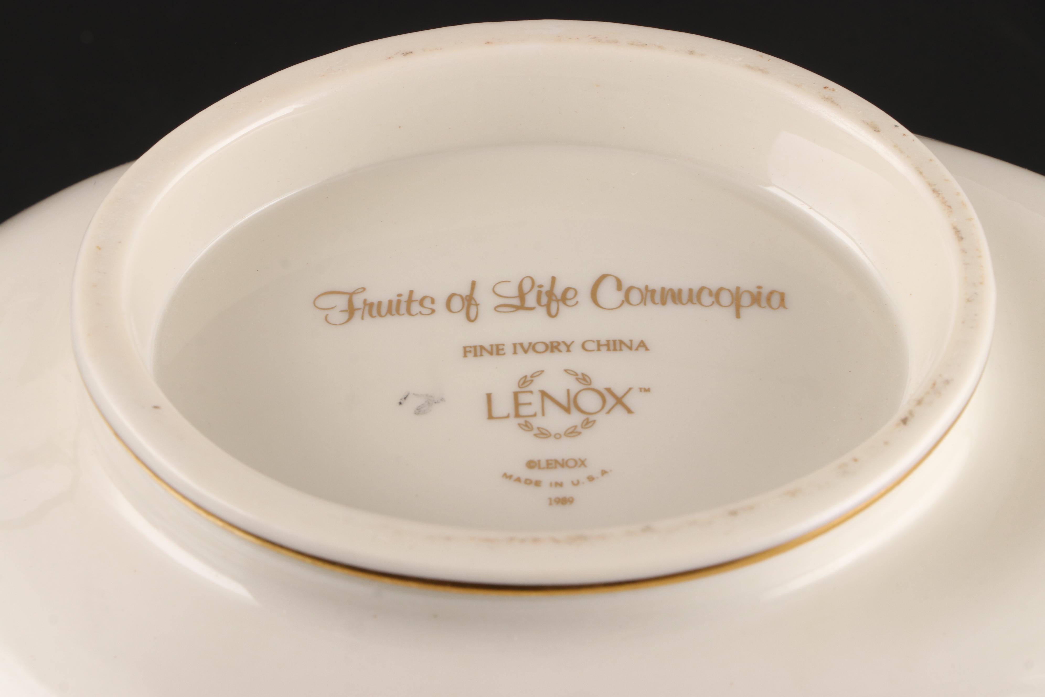 Lenox Bone China Bowls, Cornucopia and Candlesticks, Late 20th Century