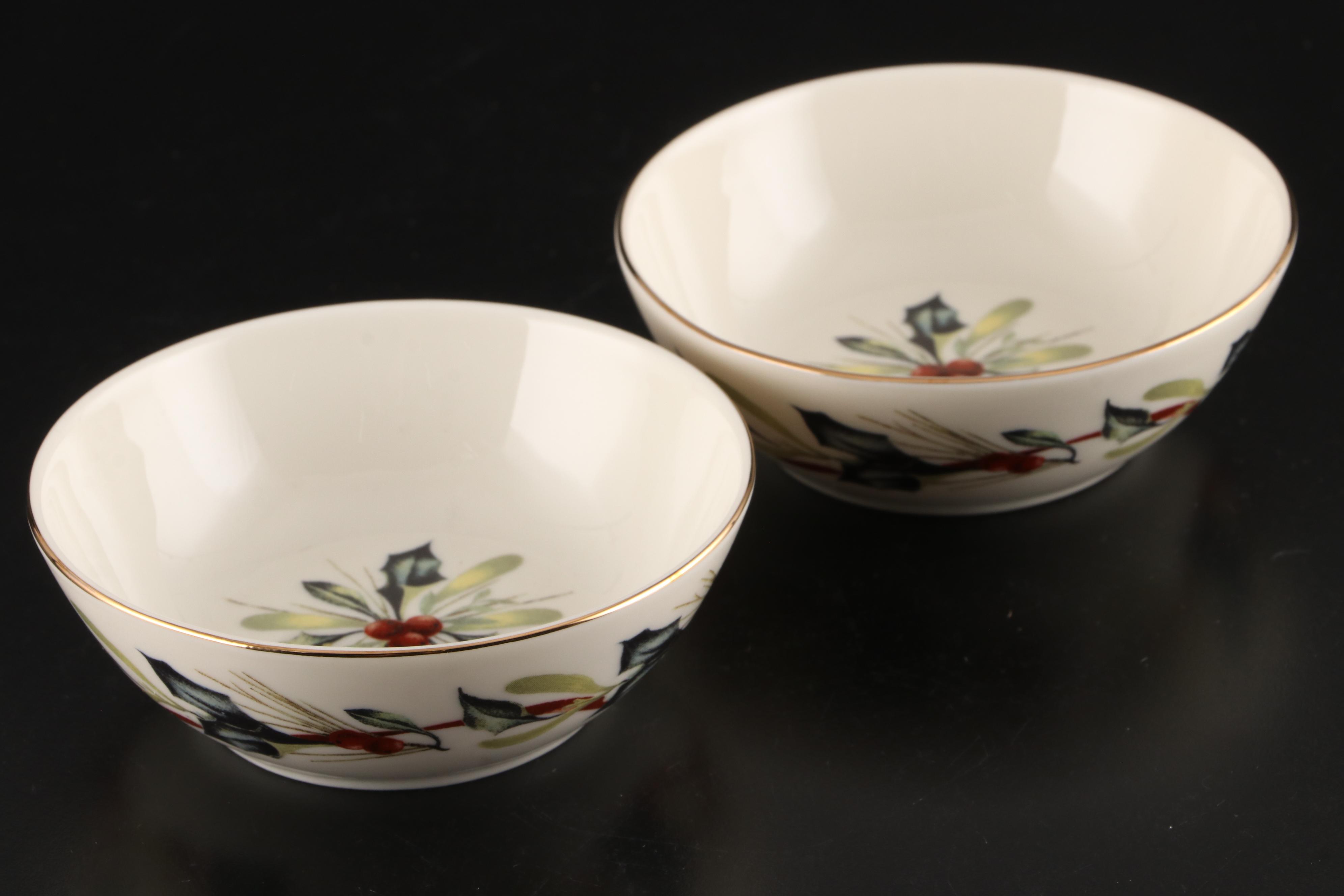 Lenox Bone China Bowls, Cornucopia and Candlesticks, Late 20th Century