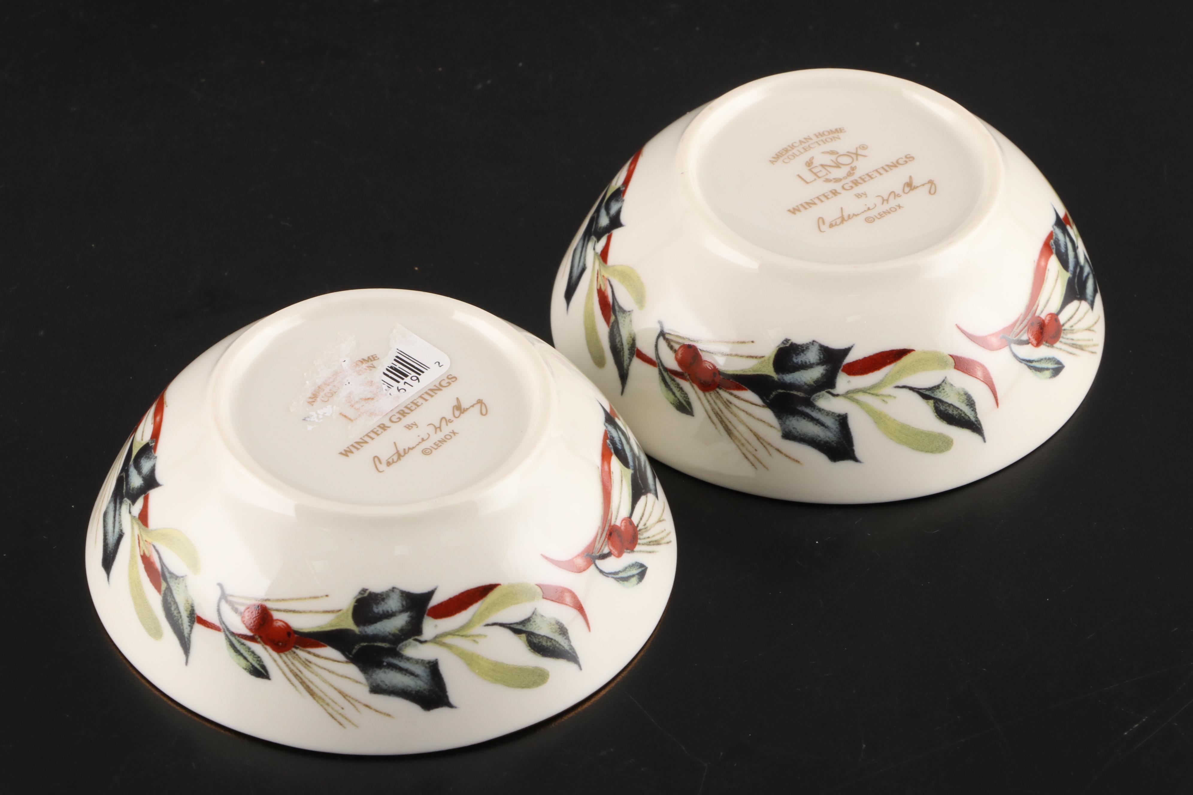 Lenox Bone China Bowls, Cornucopia and Candlesticks, Late 20th Century