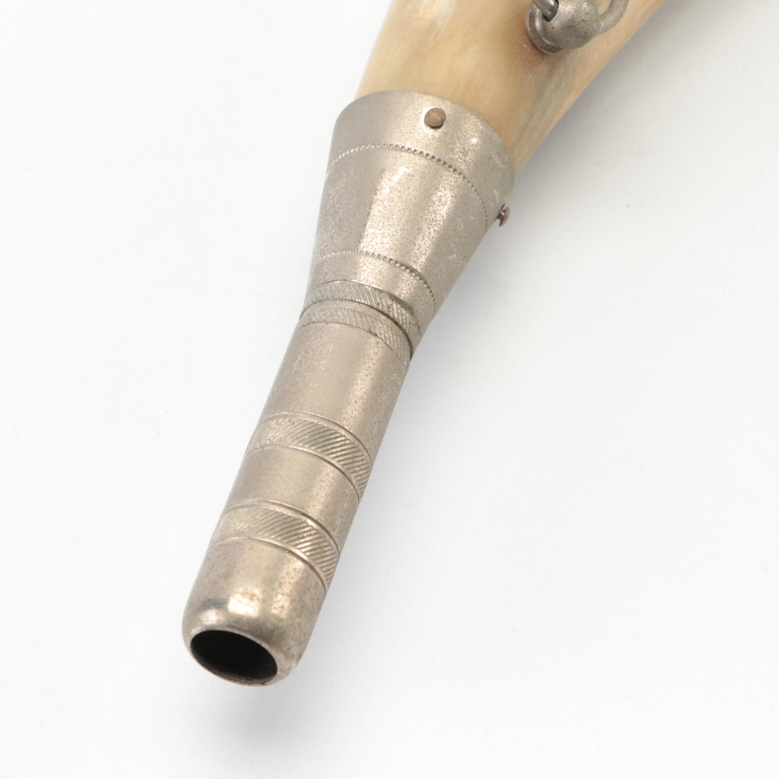 Blowing Cow Horn with Silver Plate Mouthpiece