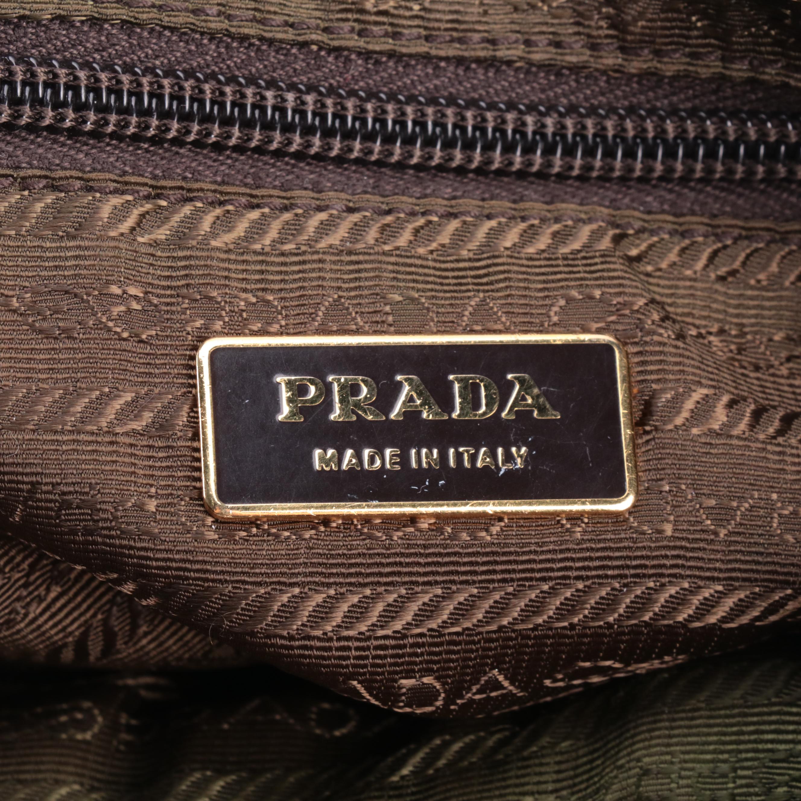 Prada Tote in Brown and Tessuto Nappa Nylon With Bow Handle