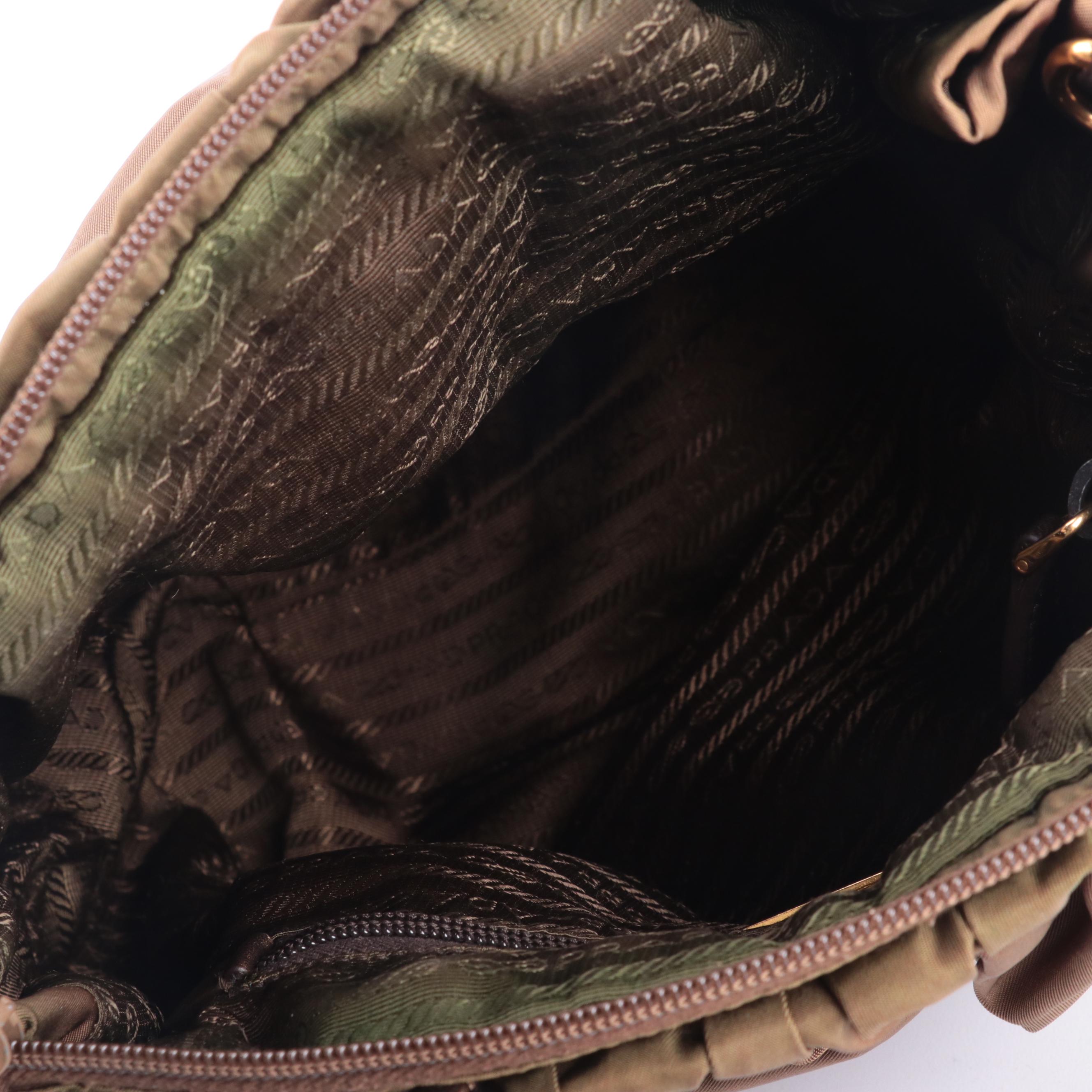 Prada Tote in Brown and Tessuto Nappa Nylon With Bow Handle