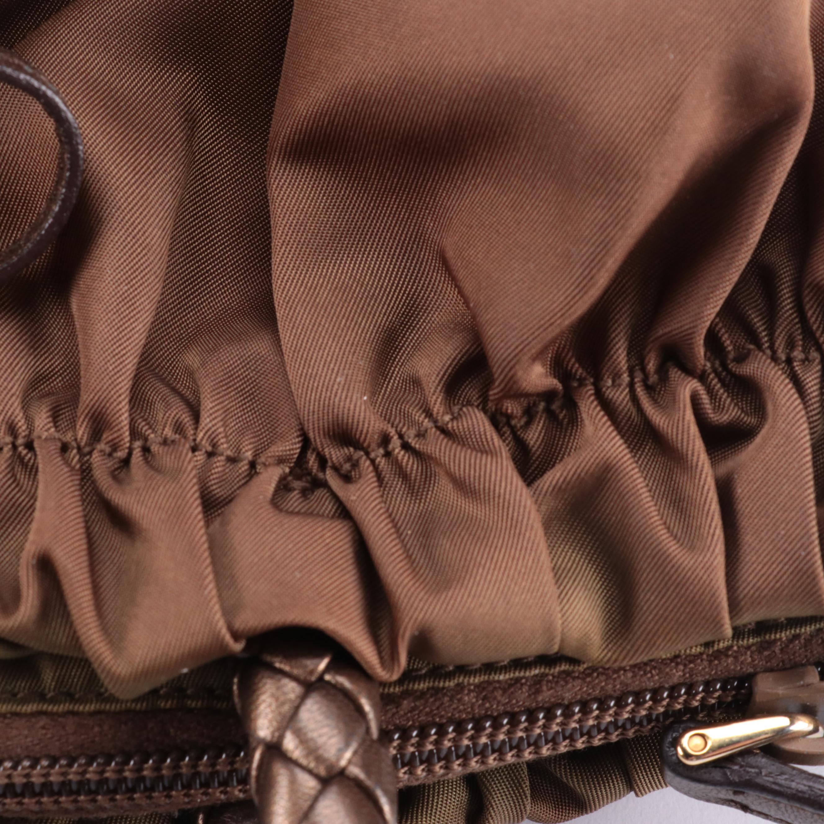 Prada Tote in Brown and Tessuto Nappa Nylon With Bow Handle