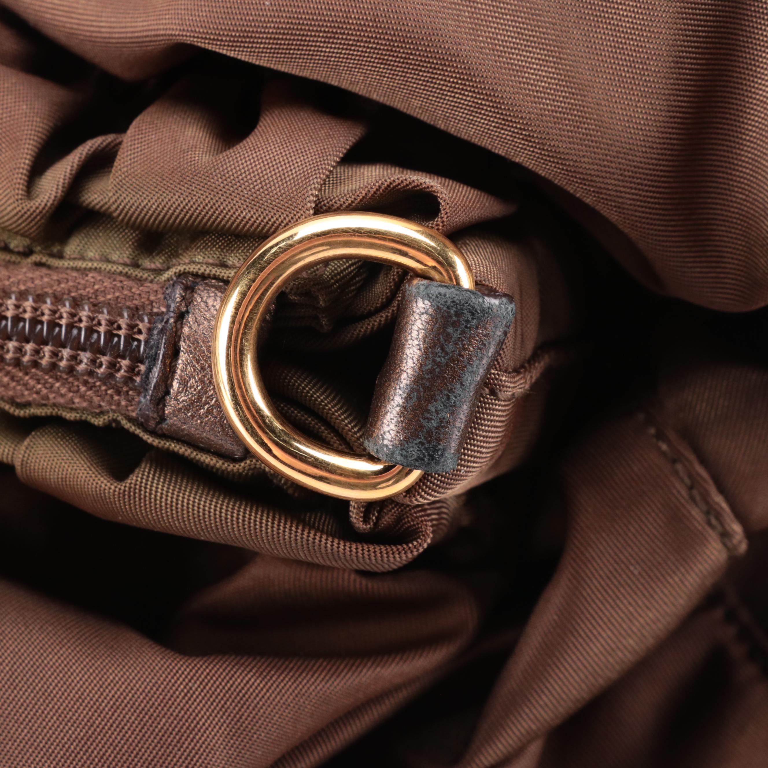 Prada Tote in Brown and Tessuto Nappa Nylon With Bow Handle