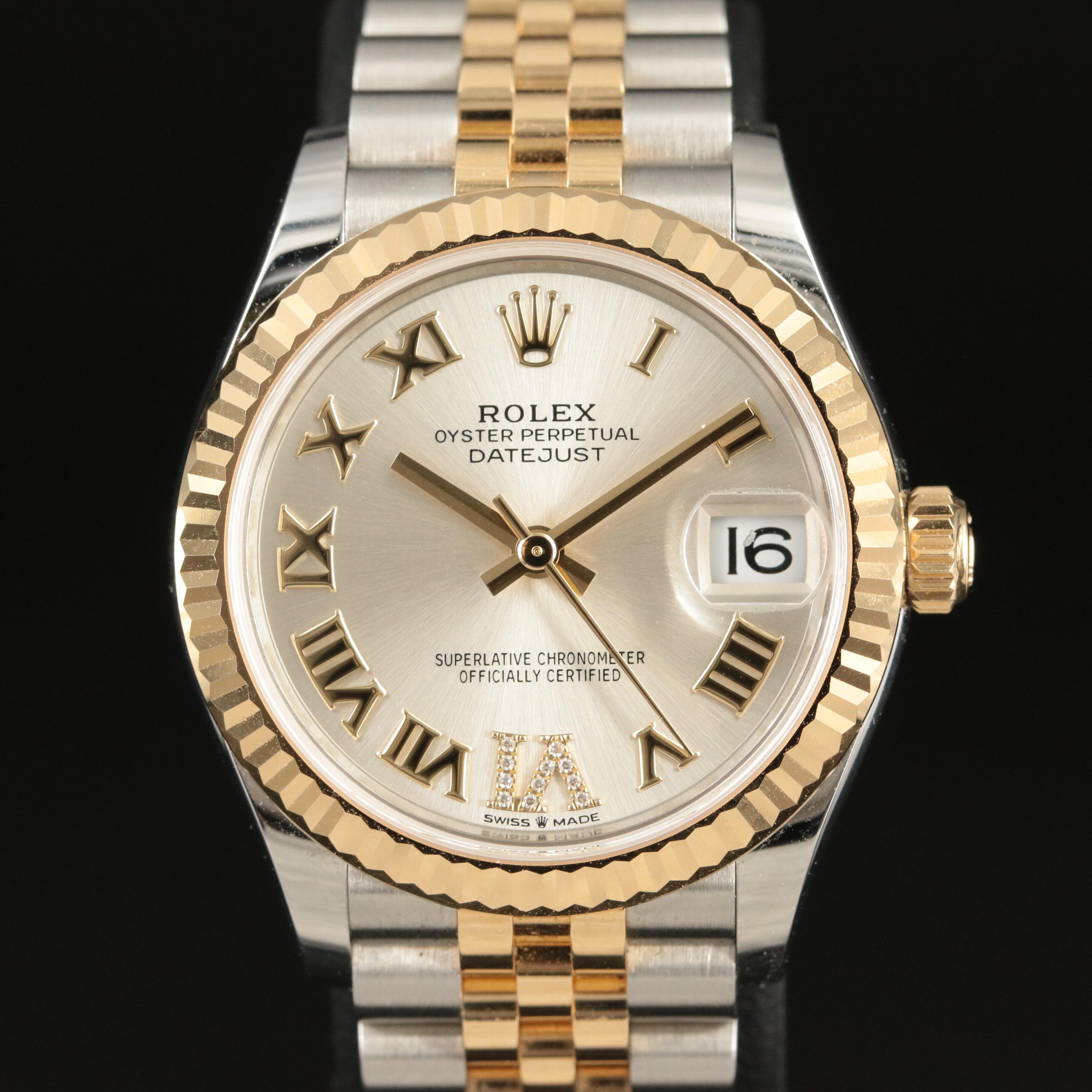 Rolex Oystersteel and 18K Gold Diamond Dial Datejust Watch