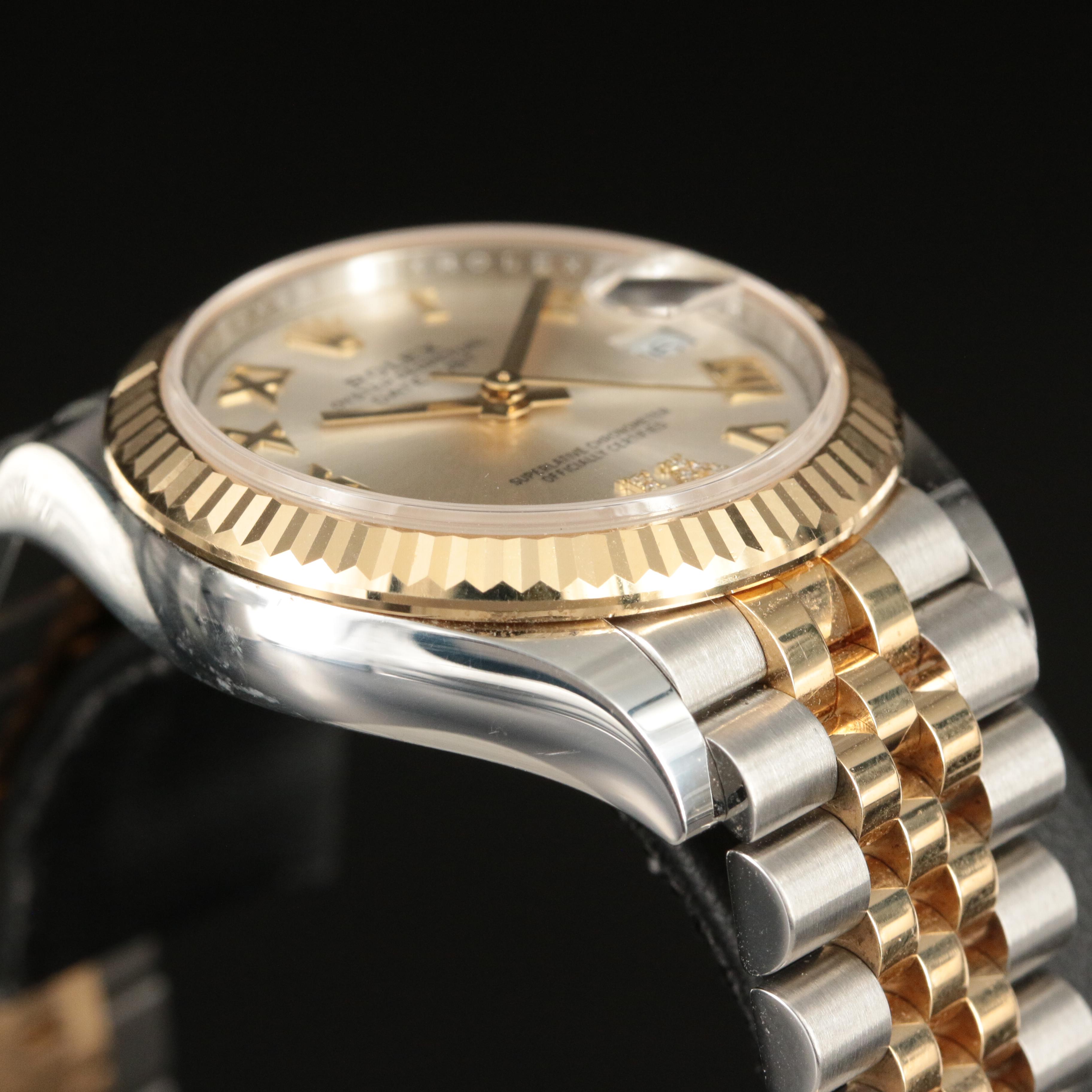 Rolex Oystersteel and 18K Gold Diamond Dial Datejust Watch