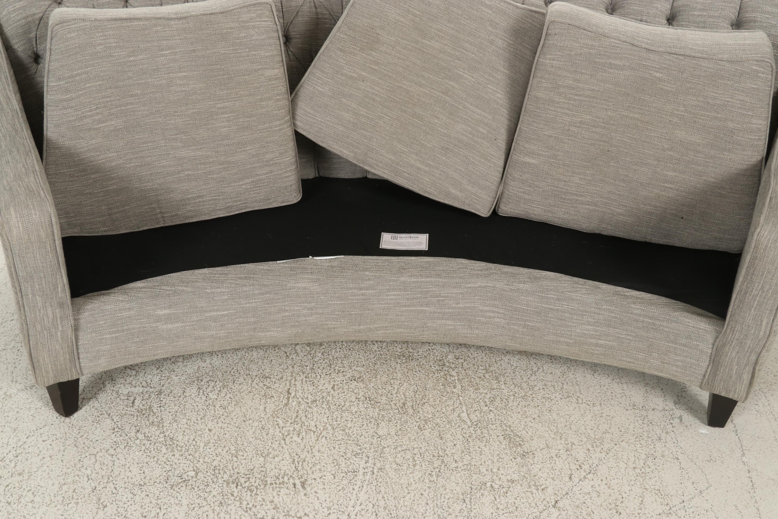 FrontRoom Contemporary Button-Tufted Fabric Upholstered Curved Sofa