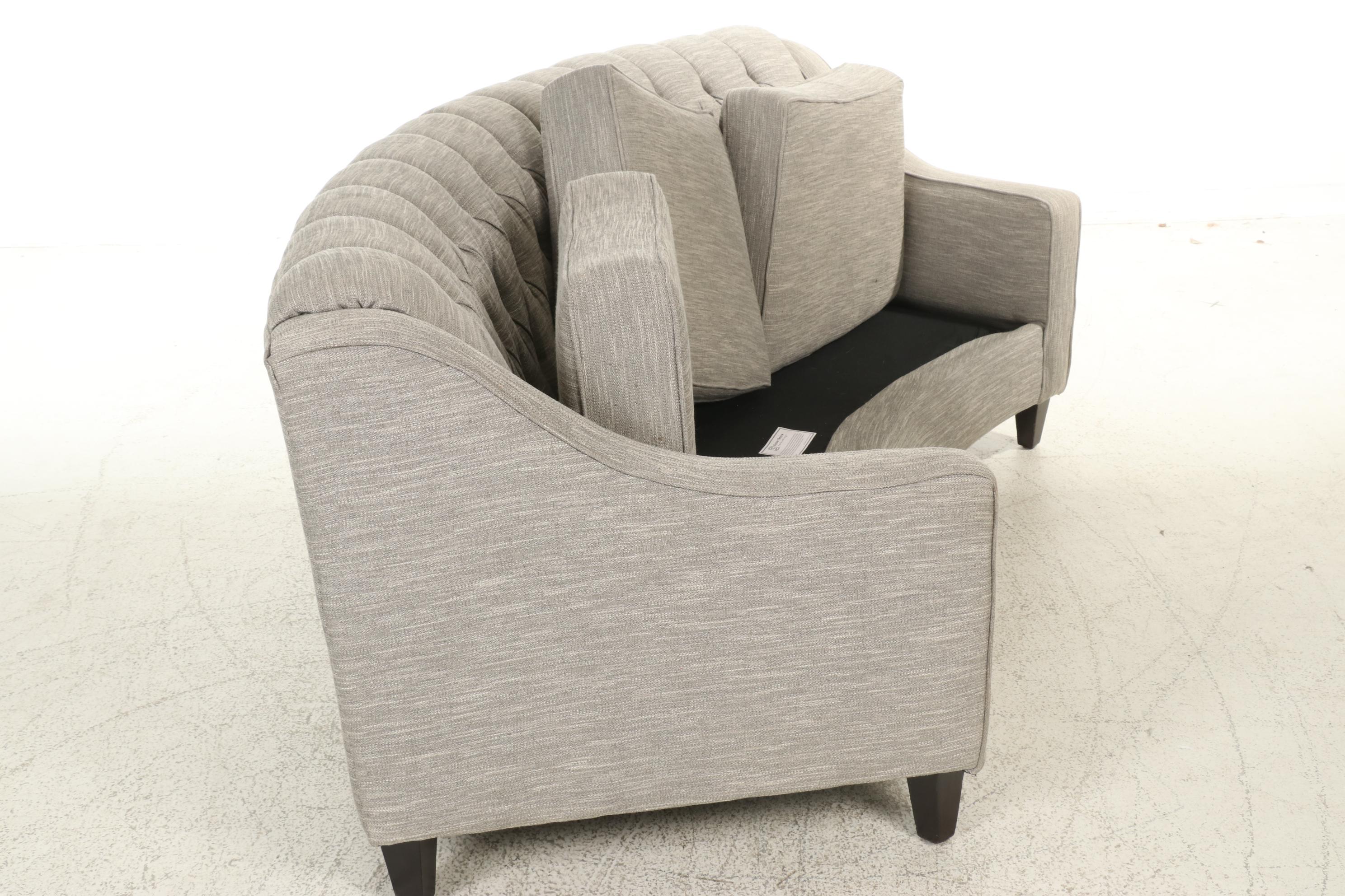 FrontRoom Contemporary Button-Tufted Fabric Upholstered Curved Sofa