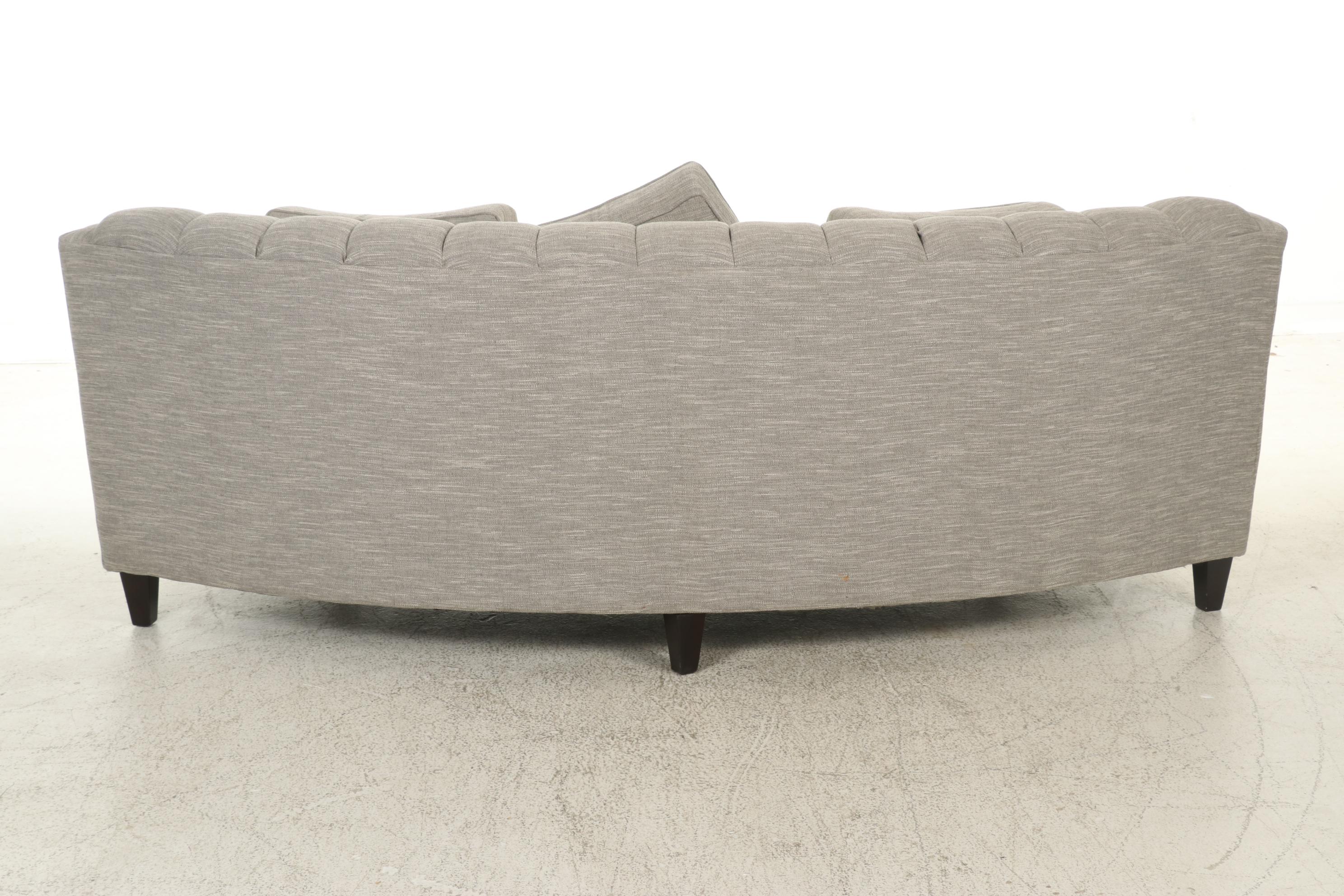 FrontRoom Contemporary Button-Tufted Fabric Upholstered Curved Sofa