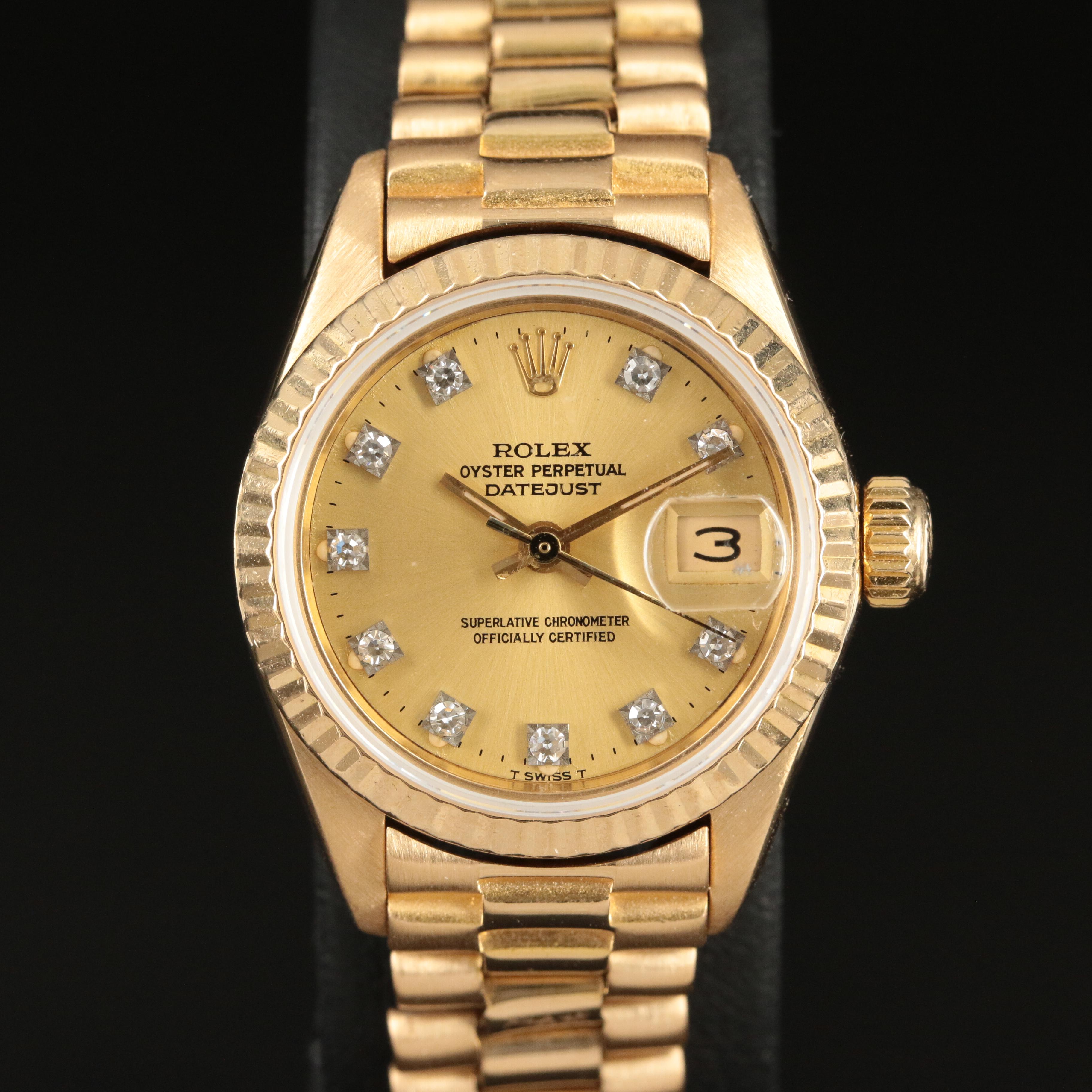 1981 Rolex Oyster Perpetual Custom Diamond Dial Datejust Watch