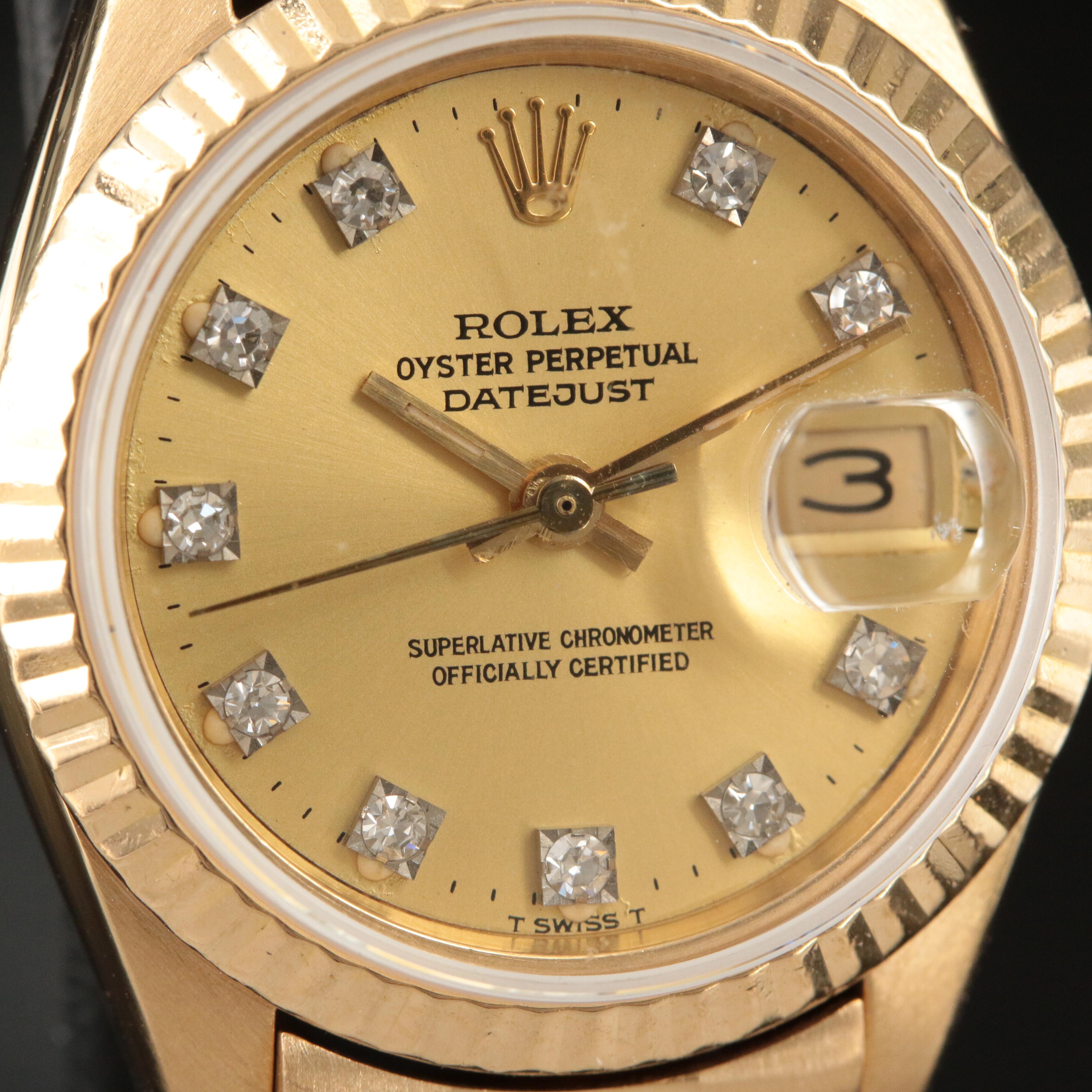 1981 Rolex Oyster Perpetual Custom Diamond Dial Datejust Watch