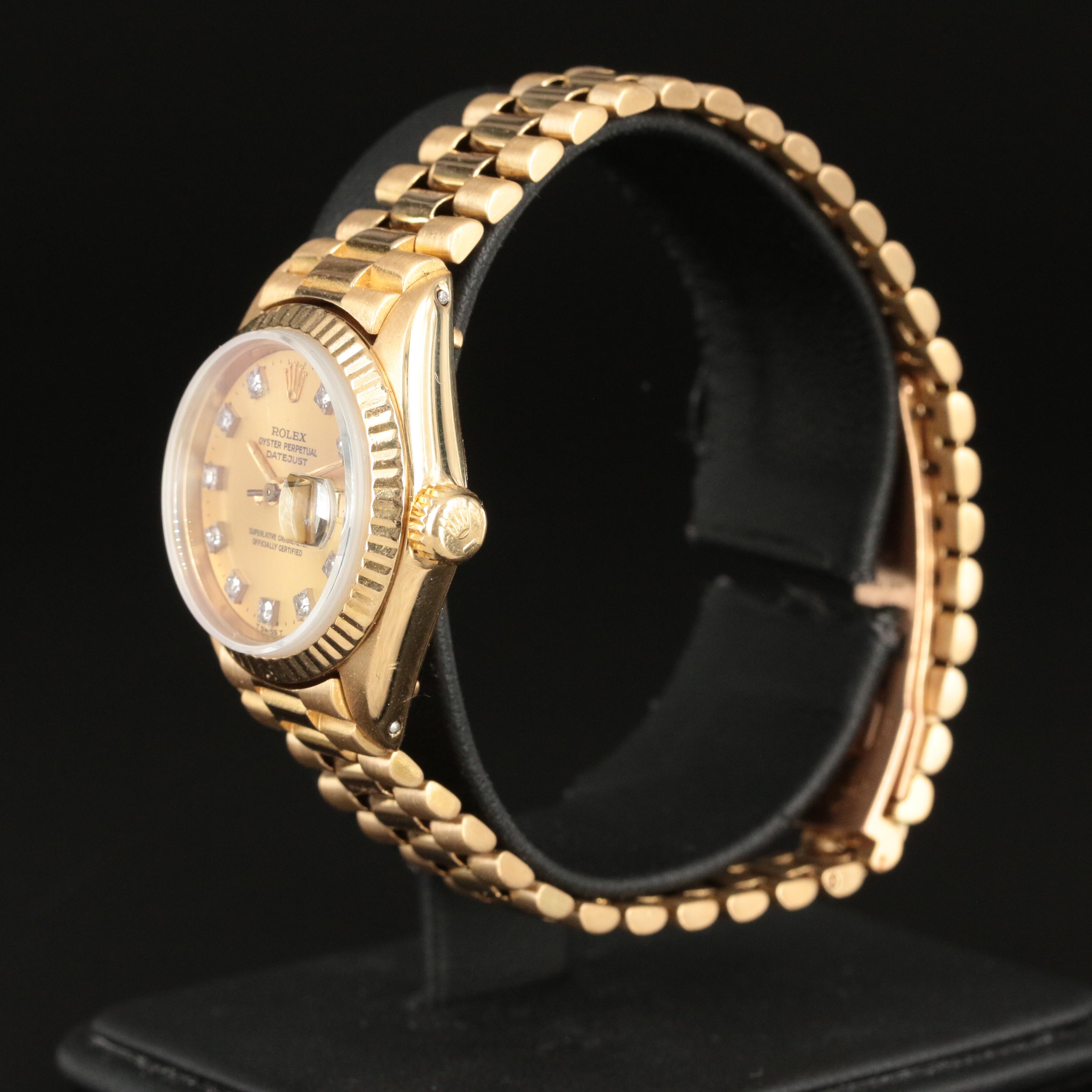 1981 Rolex Oyster Perpetual Custom Diamond Dial Datejust Watch