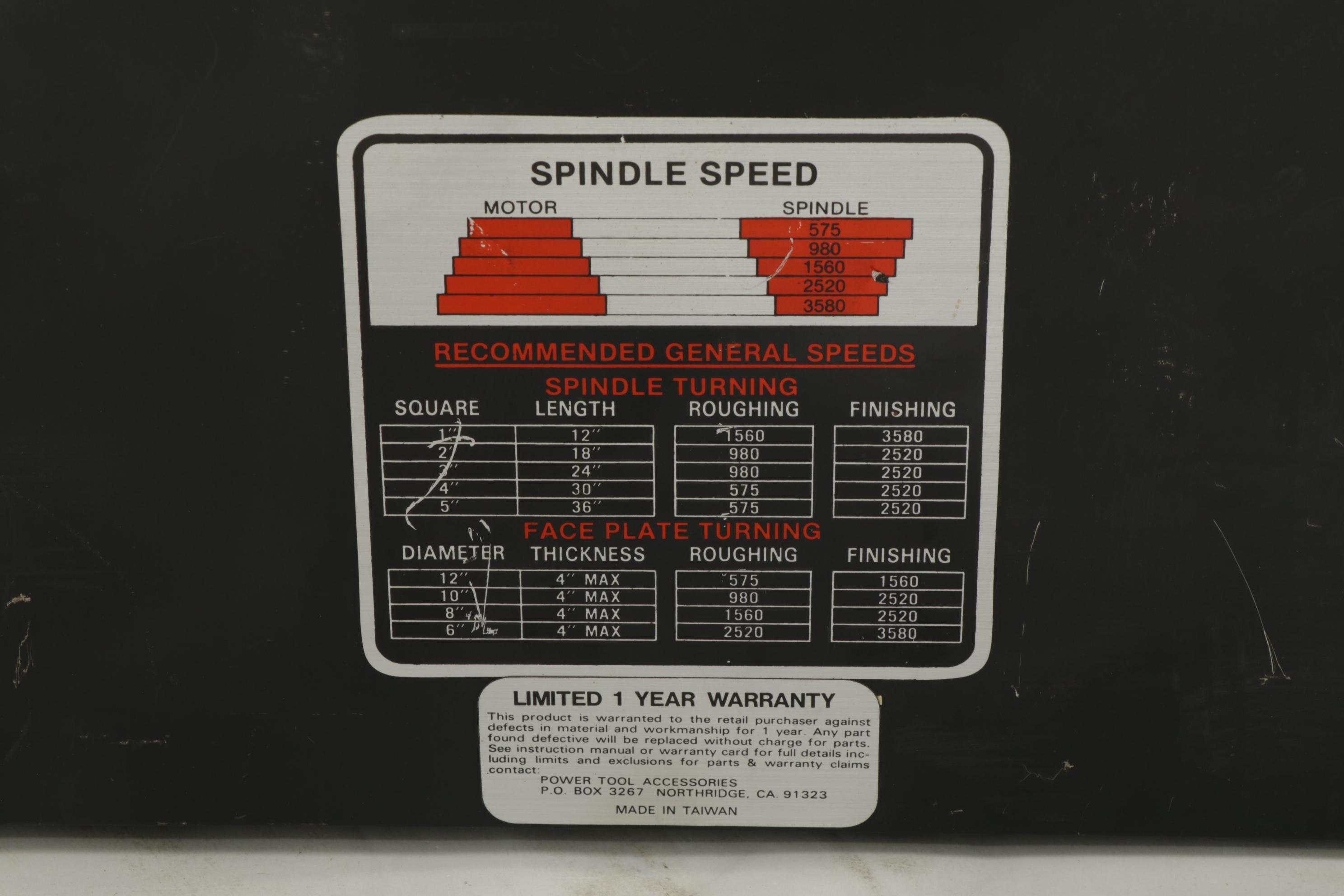 Duracraft Electric Wood Lathe with Tools and Accessories, 1984