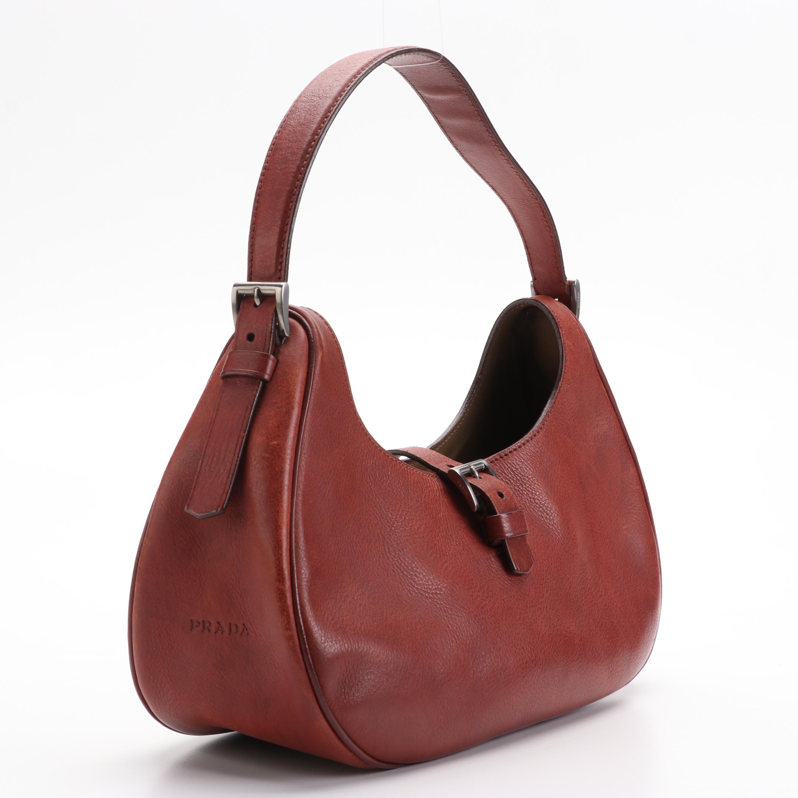 Prada Buffalo Easy Shoulder Bag in Brown Leather