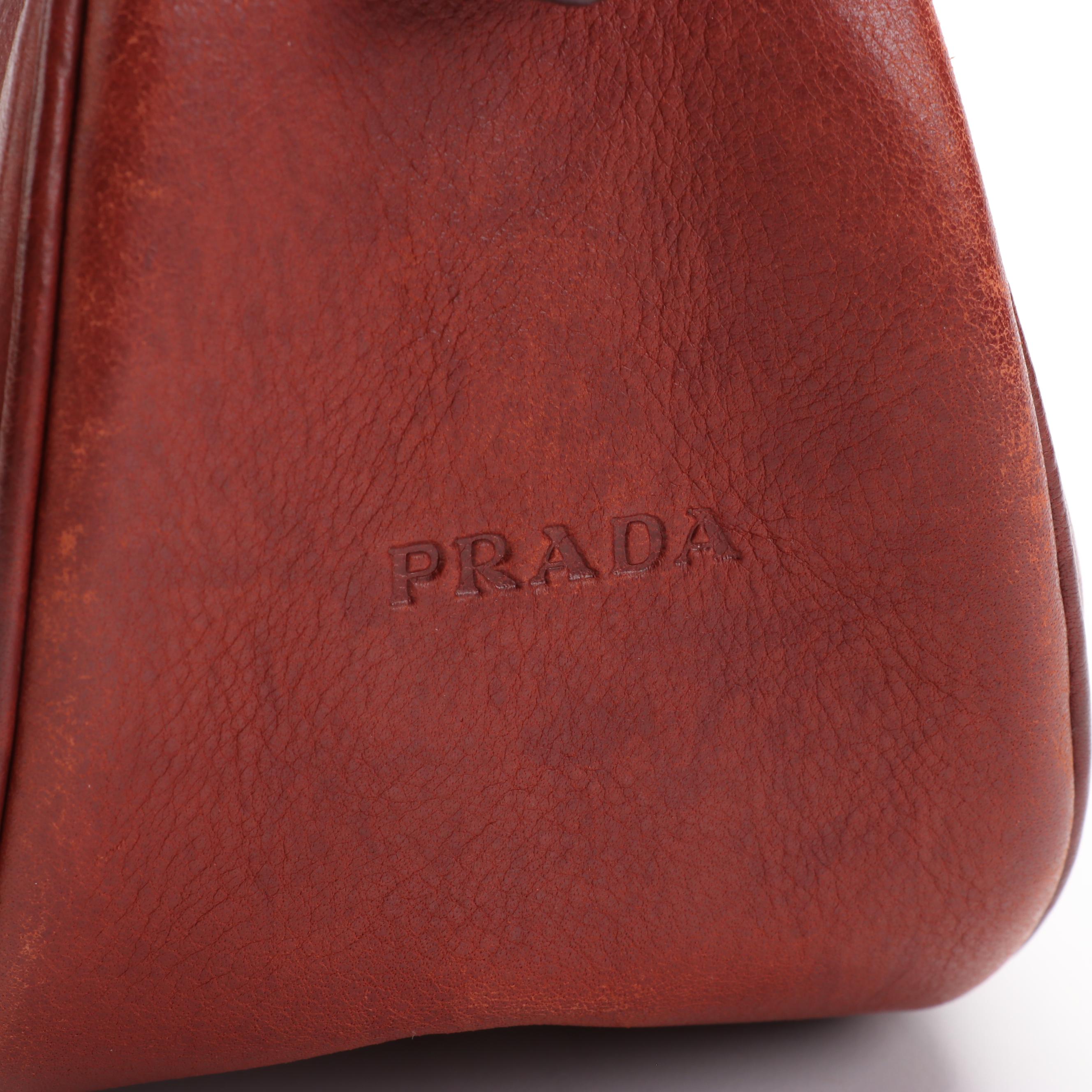 Prada Buffalo Easy Shoulder Bag in Brown Leather