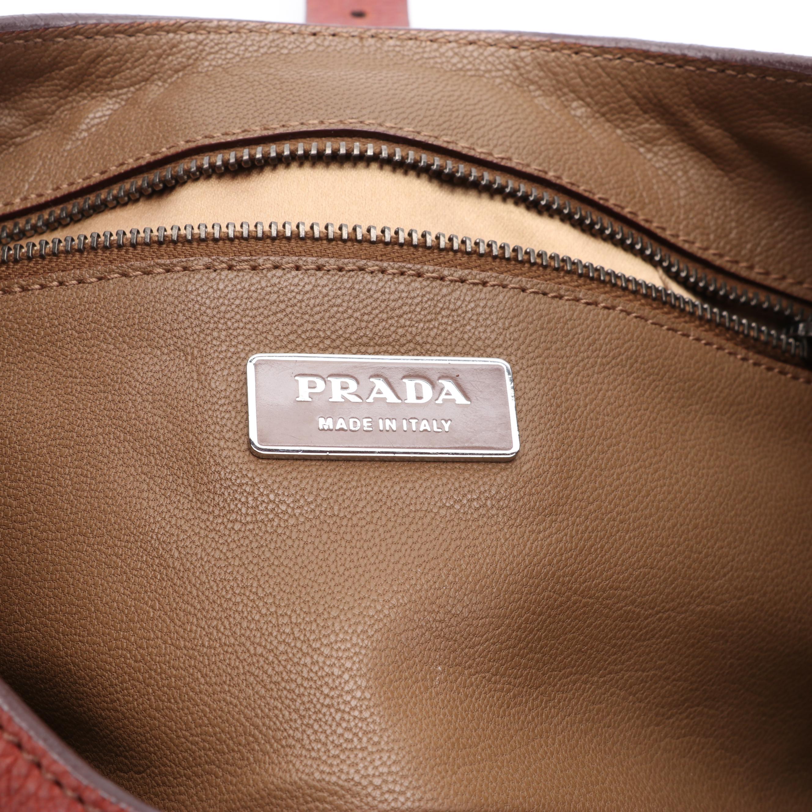 Prada Buffalo Easy Shoulder Bag in Brown Leather