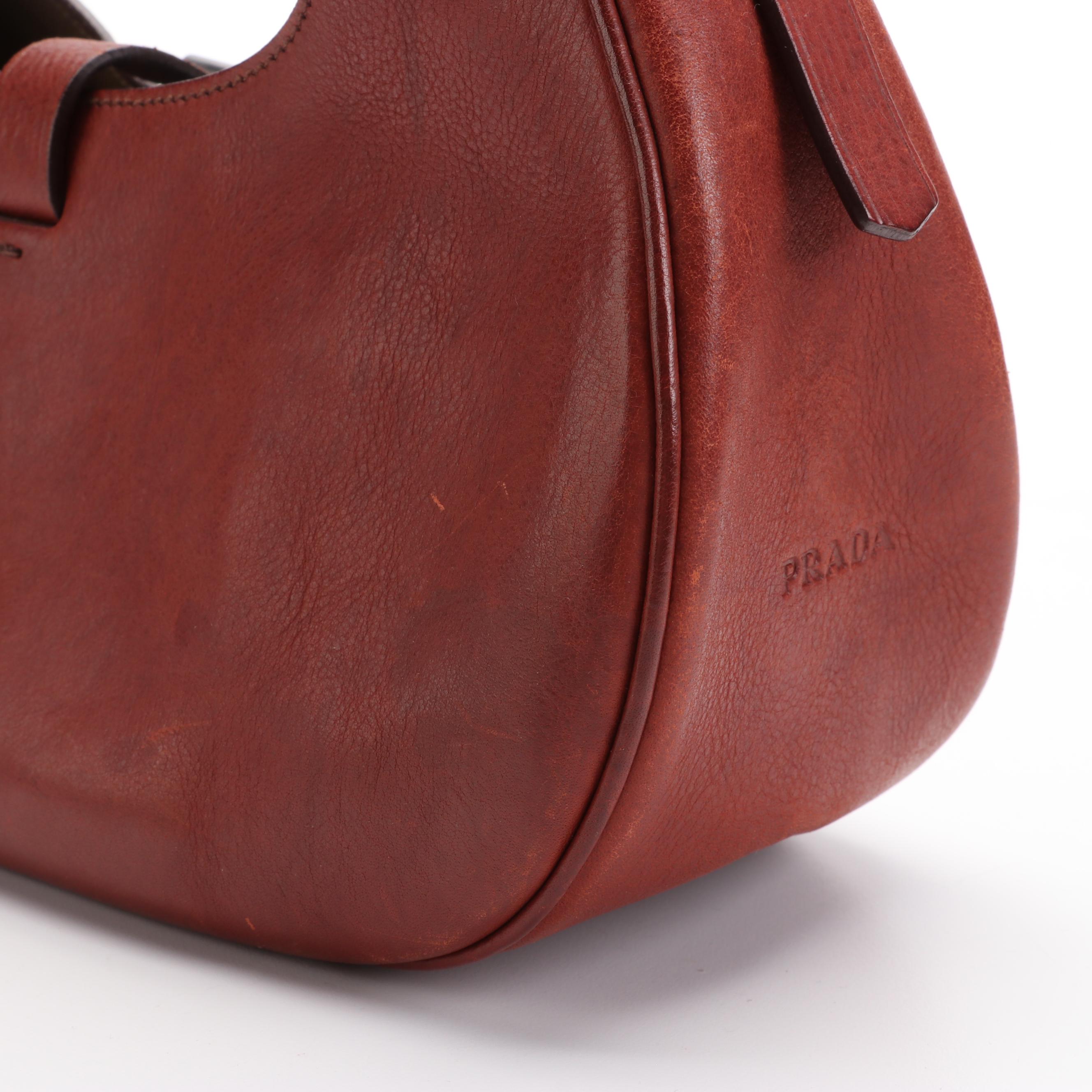 Prada Buffalo Easy Shoulder Bag in Brown Leather