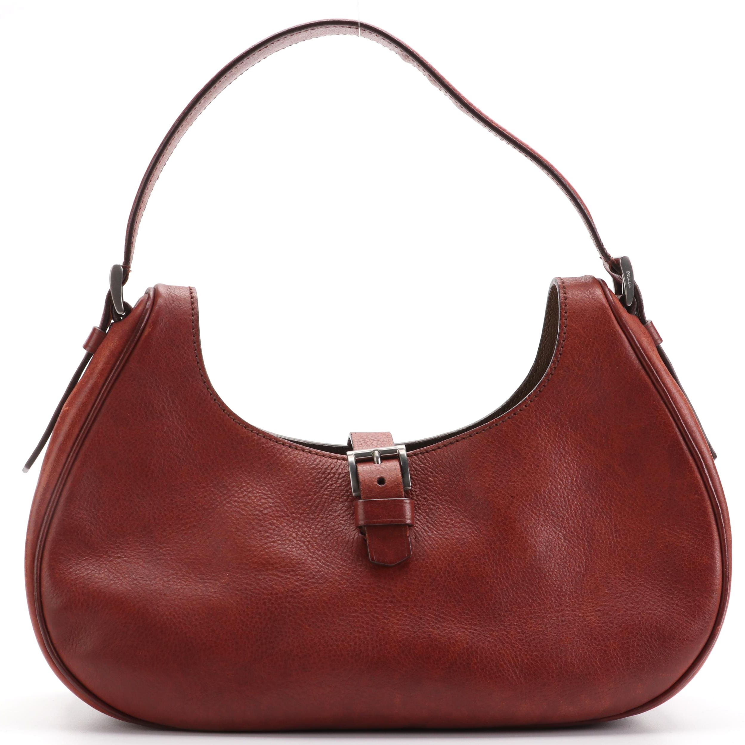 Prada Buffalo Easy Shoulder Bag in Brown Leather