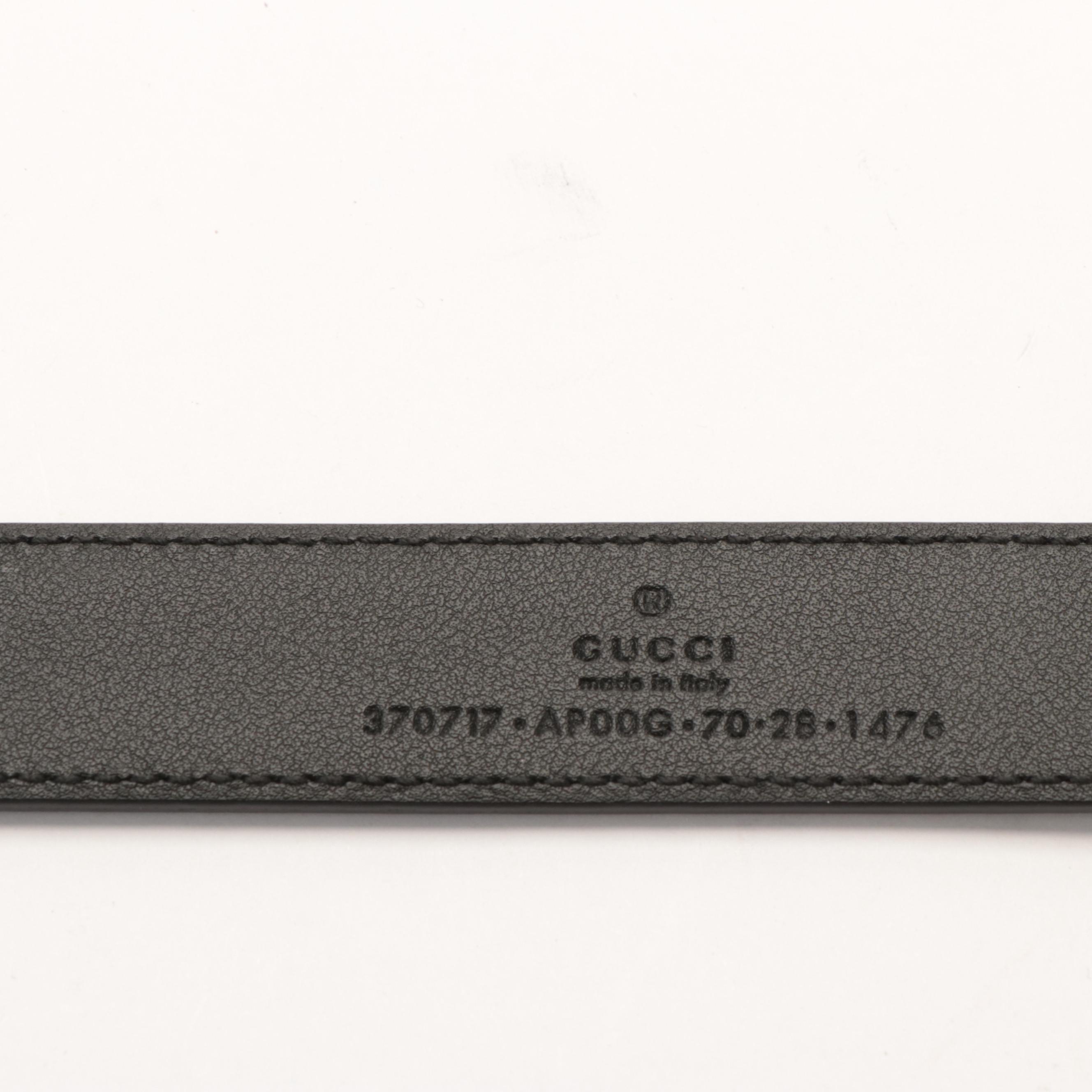 Gucci Black Leather Belt with Interlocking GG