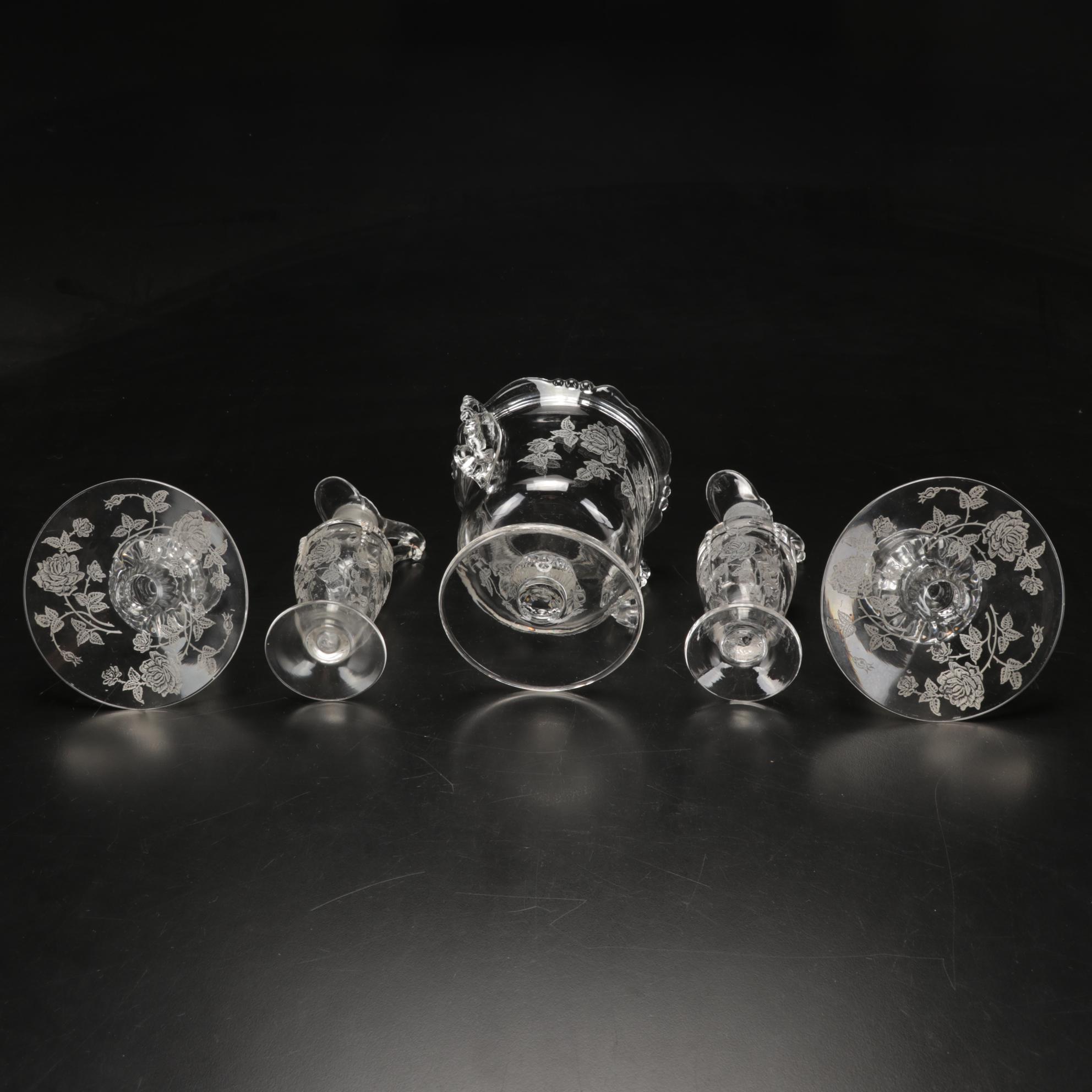 Heisey Glass "Heisey Rose" Tableware and Accessories, 1949-1957