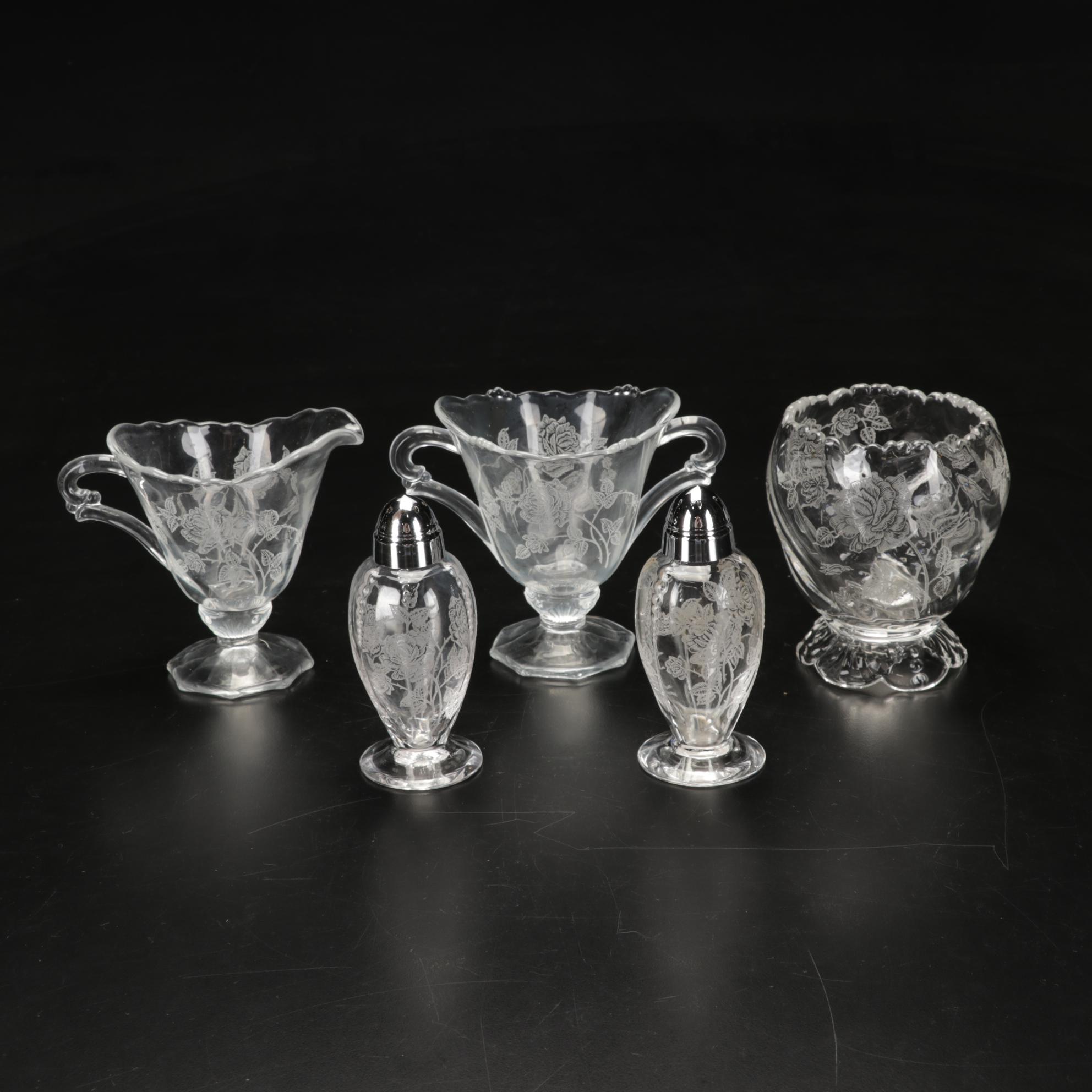 Heisey Glass "Heisey Rose" Tableware and Accessories, 1949-1957