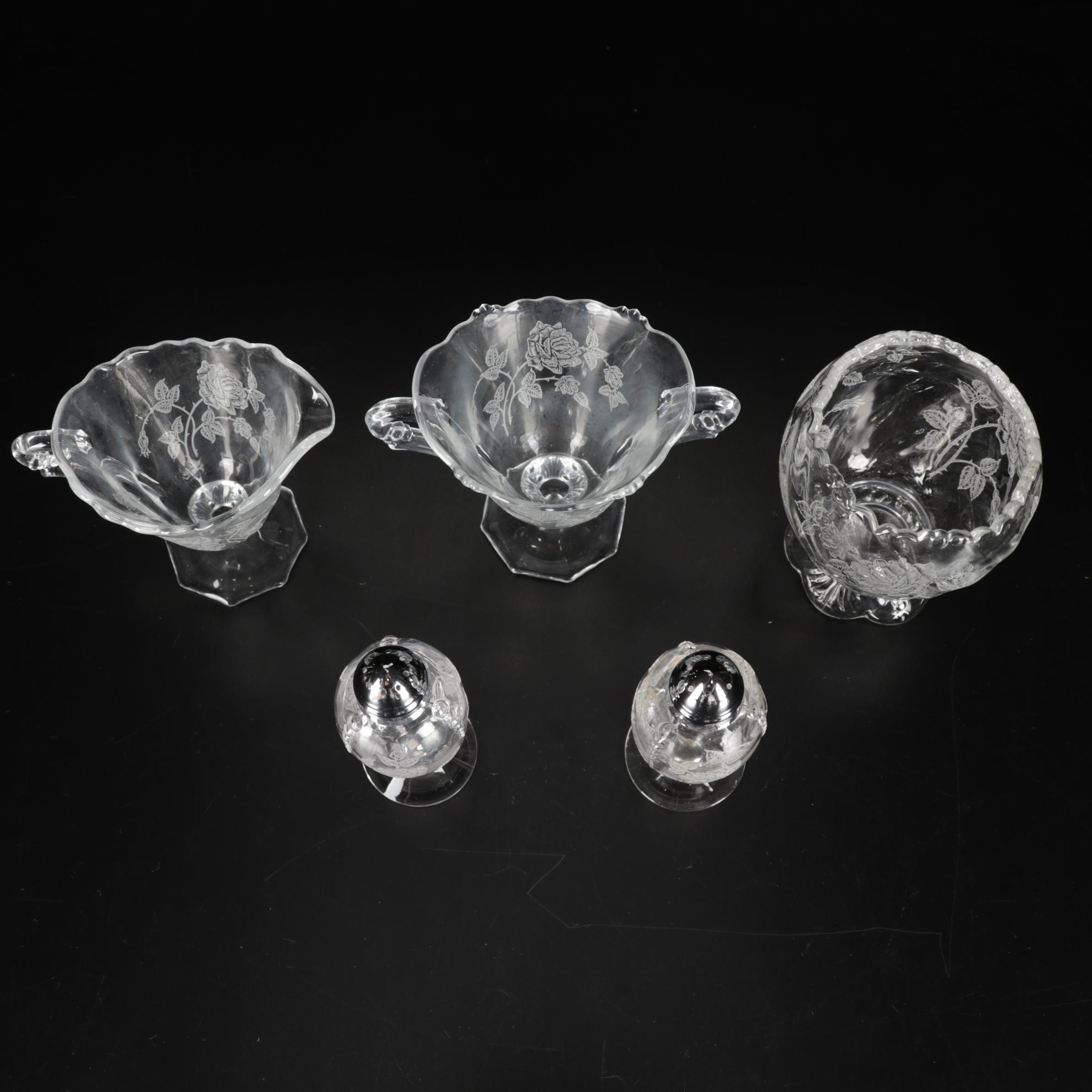 Heisey Glass "Heisey Rose" Tableware and Accessories, 1949-1957