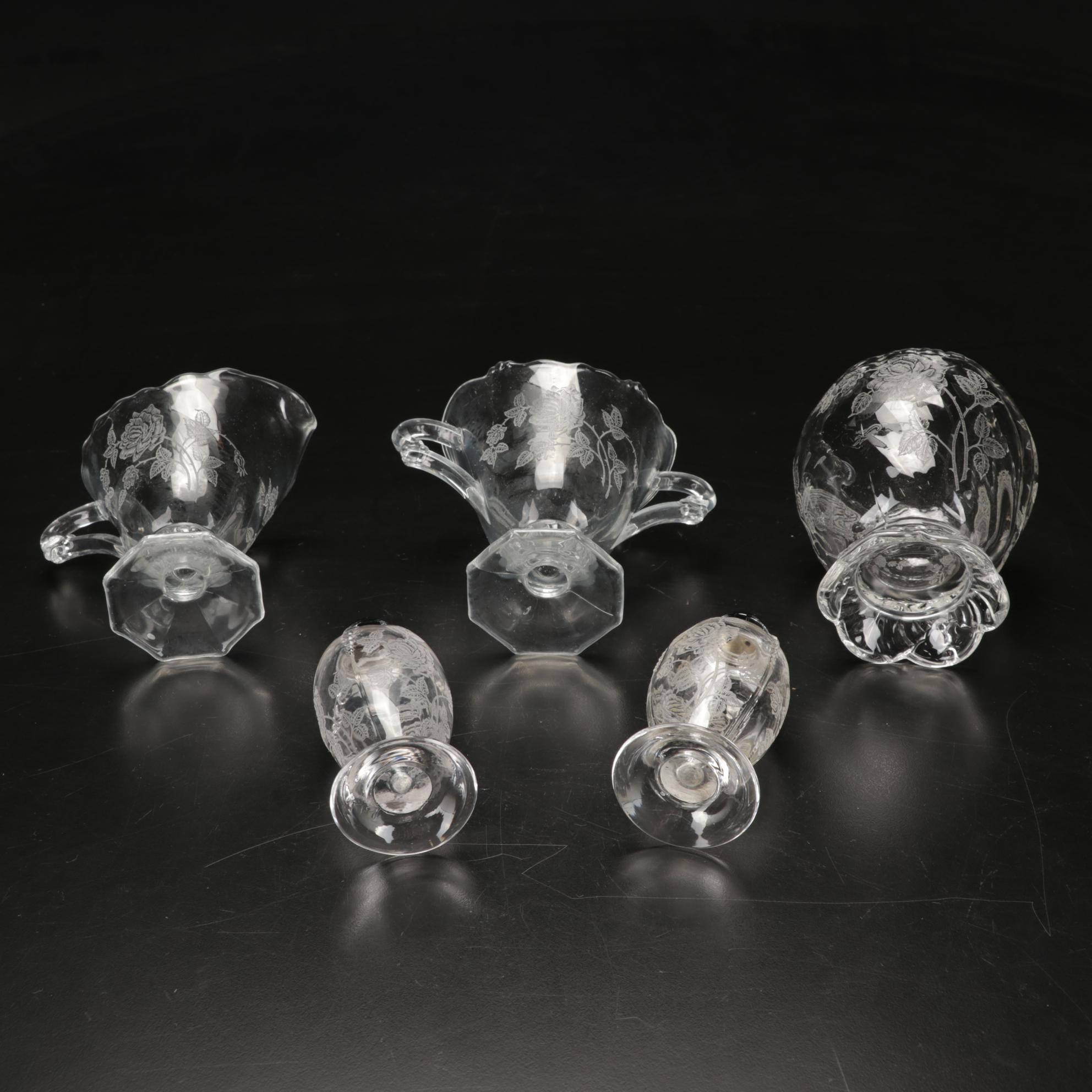 Heisey Glass "Heisey Rose" Tableware and Accessories, 1949-1957