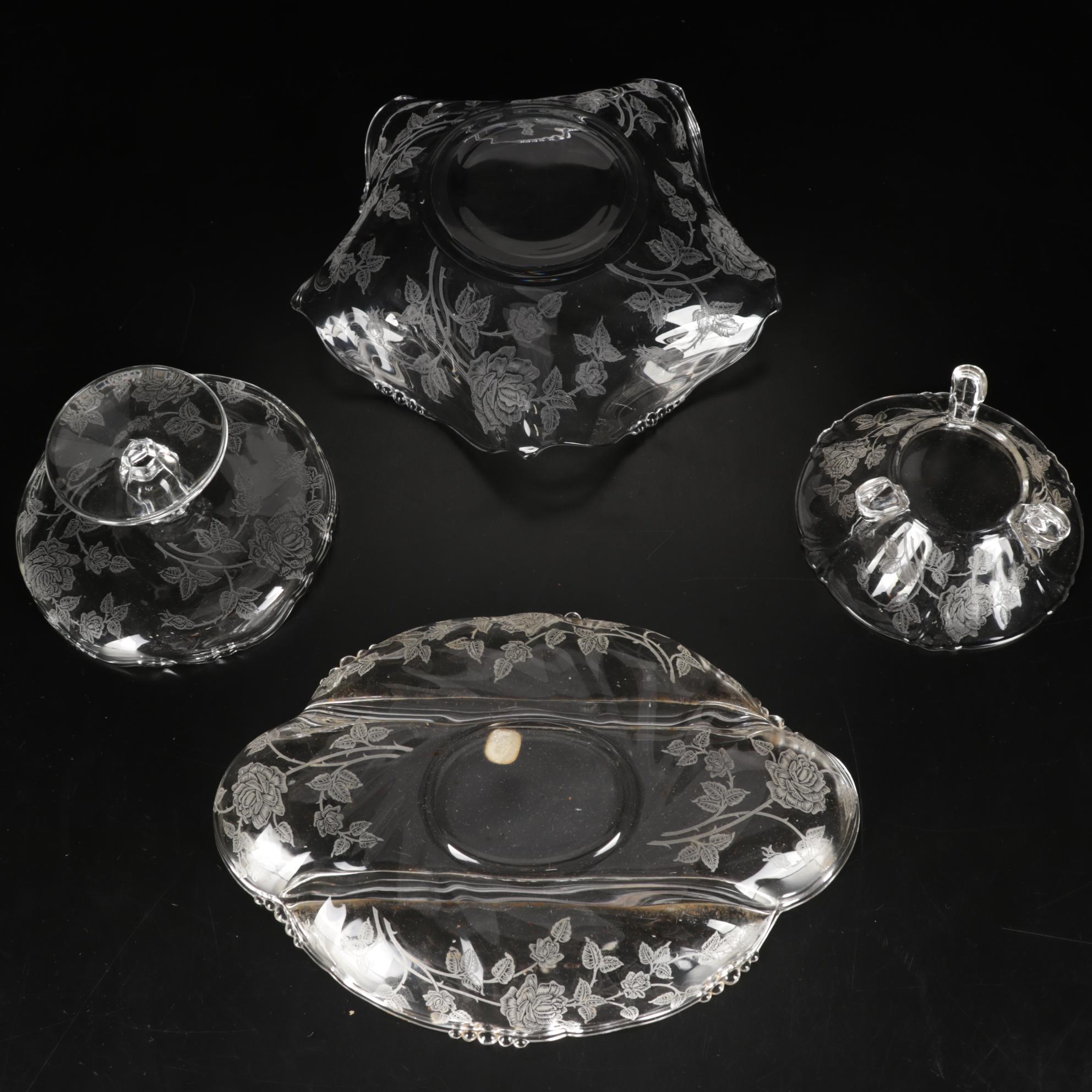 Heisey Glass "Heisey Rose" Tableware and Accessories, 1949-1957