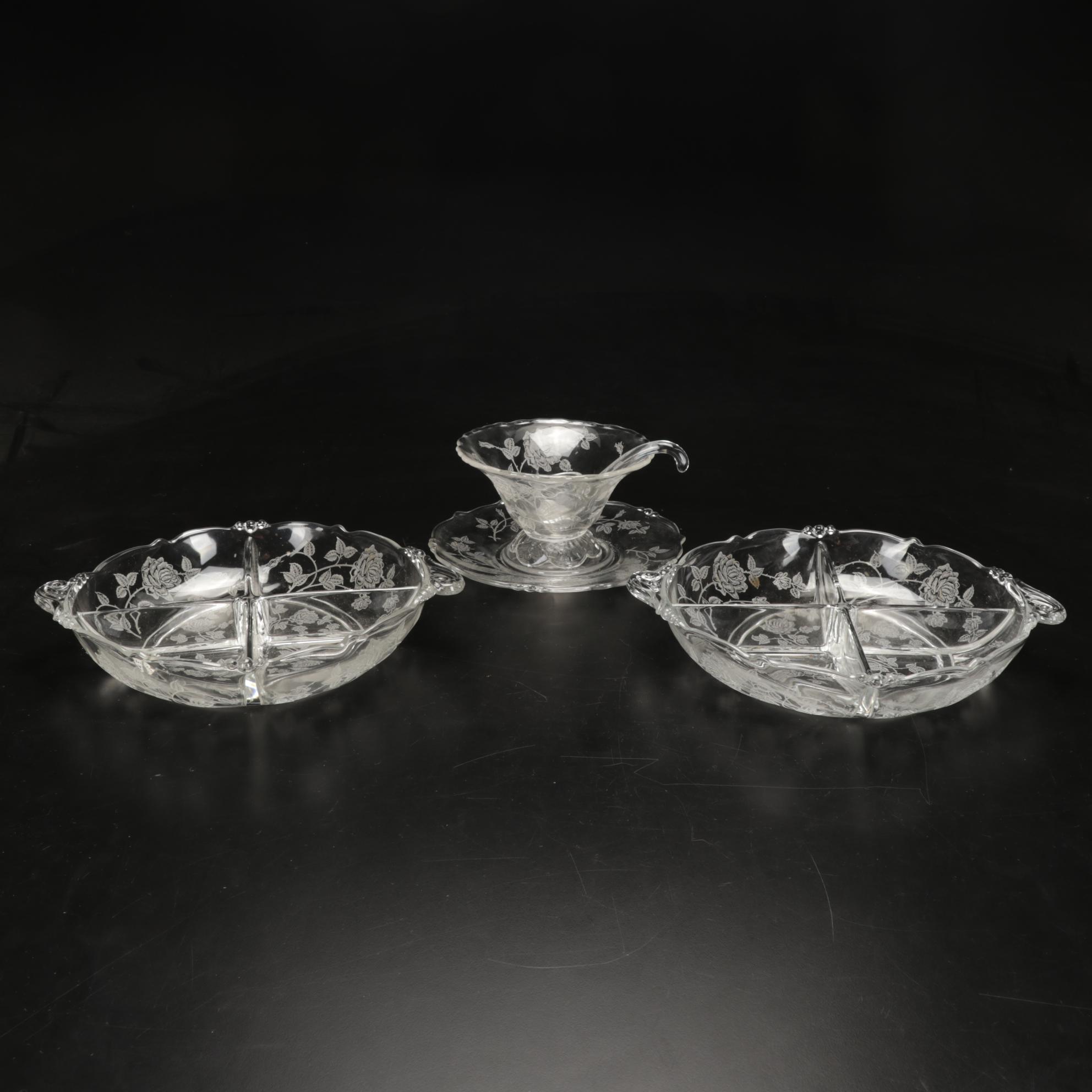 Heisey Glass "Heisey Rose" Tableware and Accessories, 1949-1957