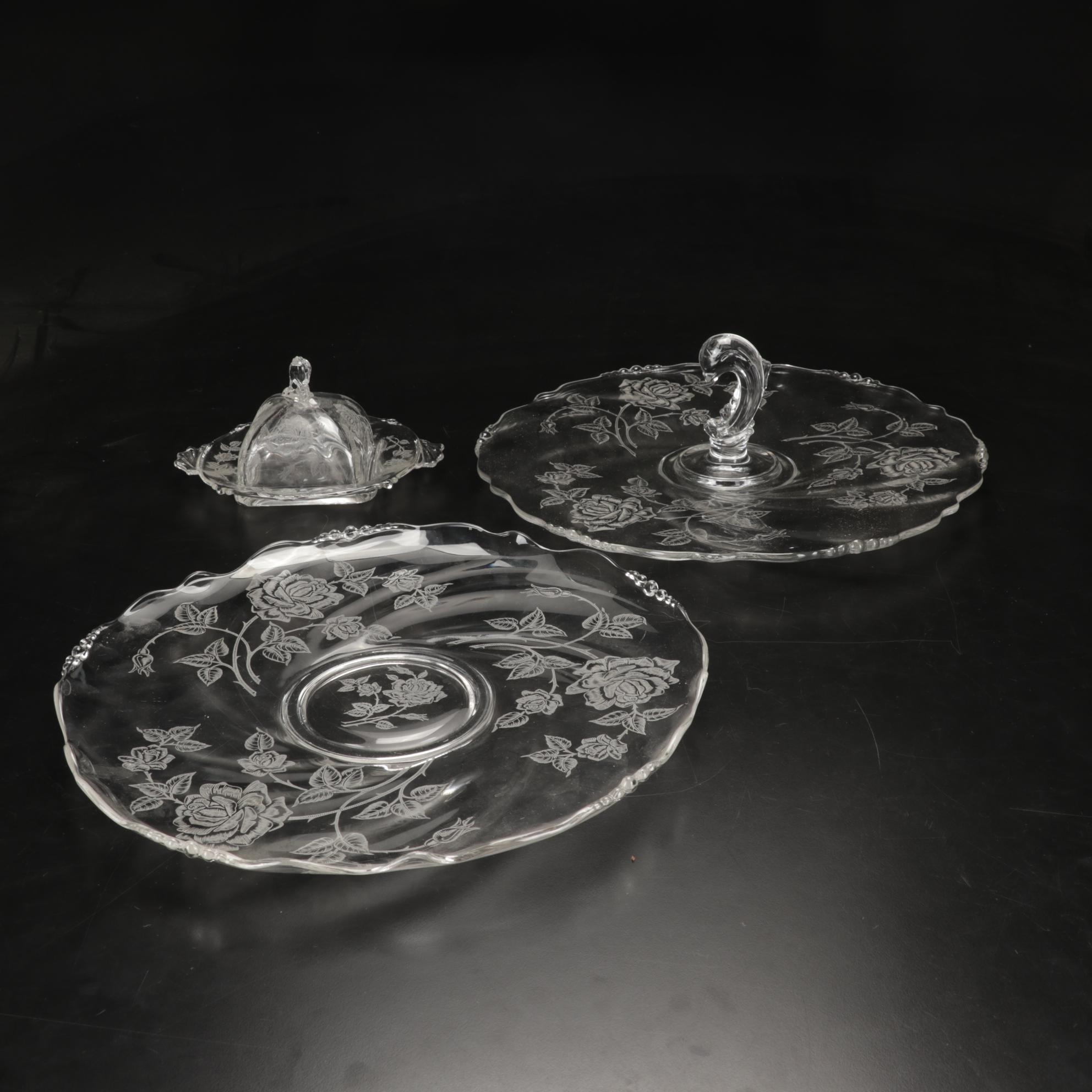 Heisey Glass "Heisey Rose" Tableware and Accessories, 1949-1957
