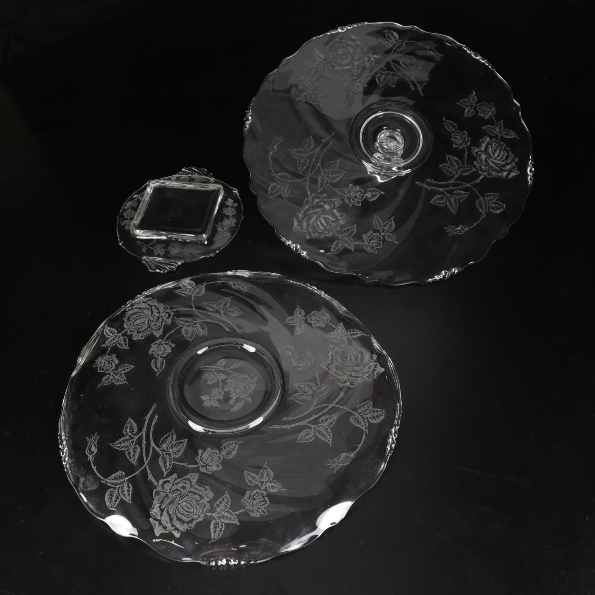 Heisey Glass "Heisey Rose" Tableware and Accessories, 1949-1957